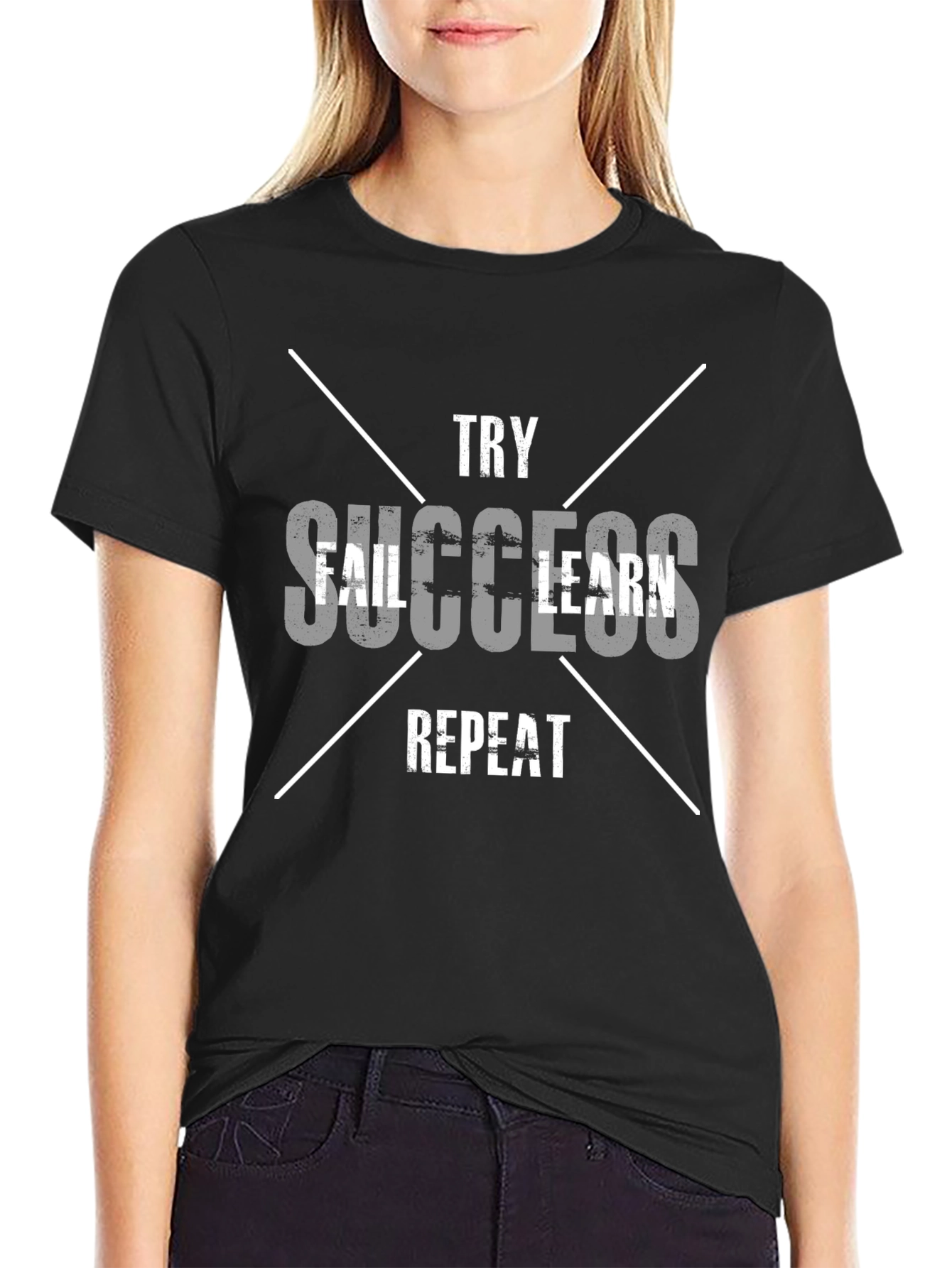 Inspirational Graphic Tee - Try Fail Success Repeat