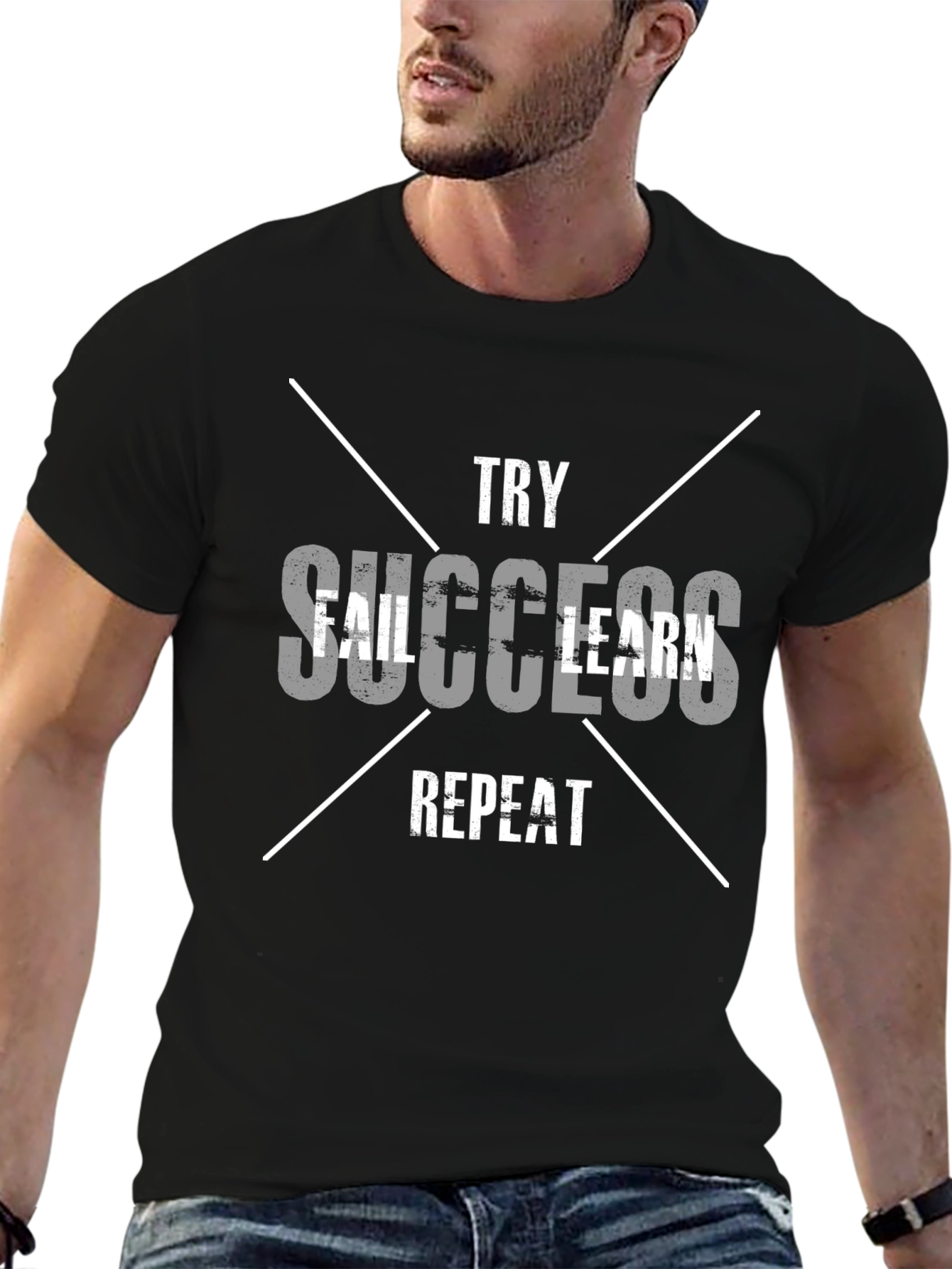 Inspirational Graphic Tee - Try Fail Success Repeat
