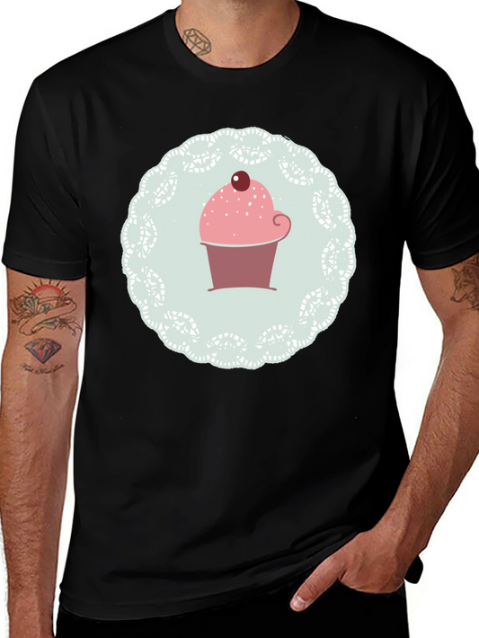 Cupcake Graphic Print Black T-Shirt