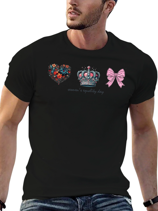 Floral Heart Crown Bow Graphic Tee - Unisex