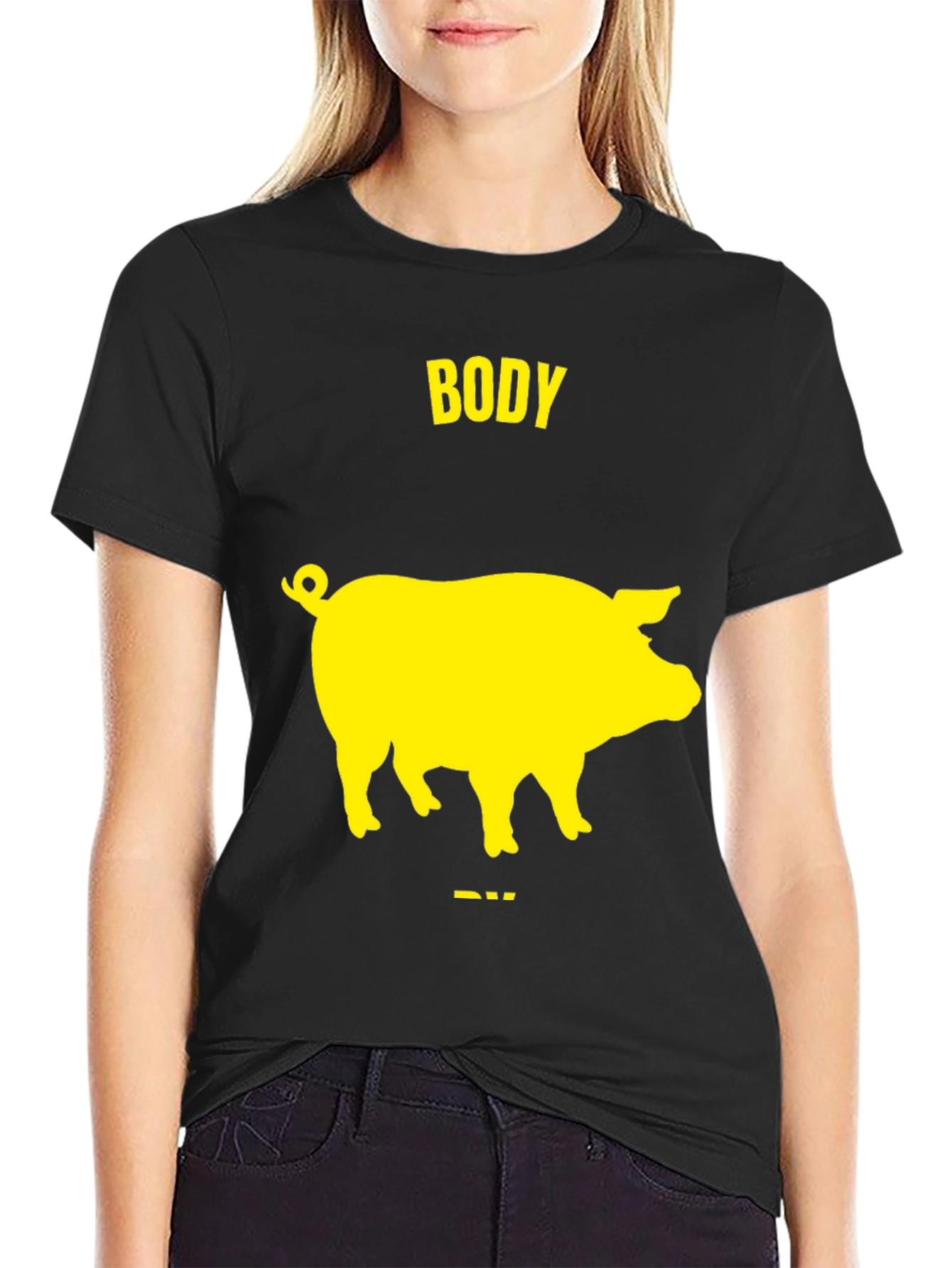 Body Pig Funny T-Shirt - Black