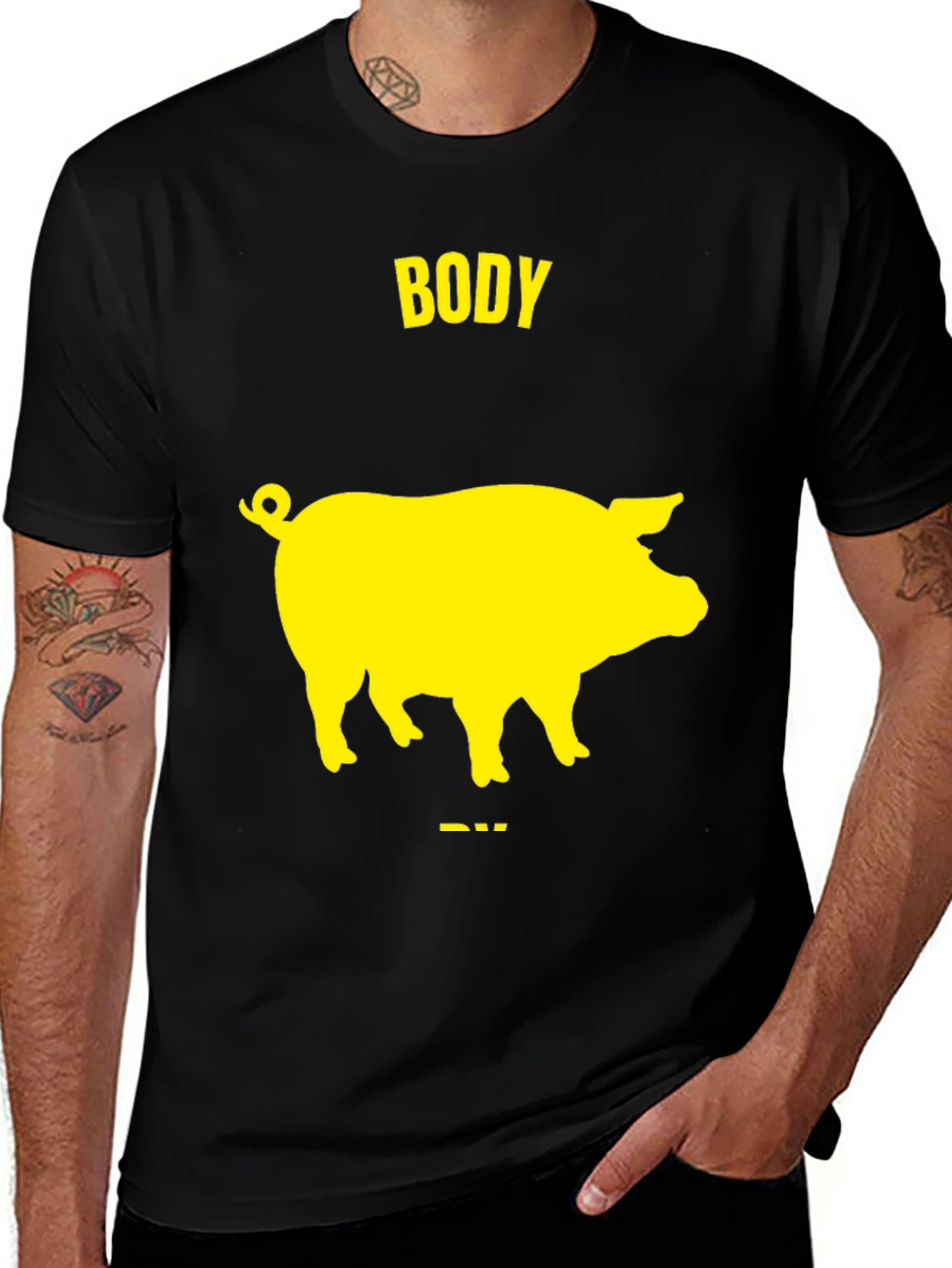 Body Pig Funny T-Shirt - Black