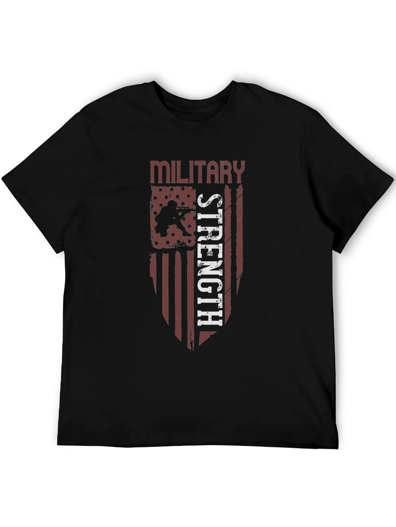 Military Strength Graphic Tee - Patriotic Design