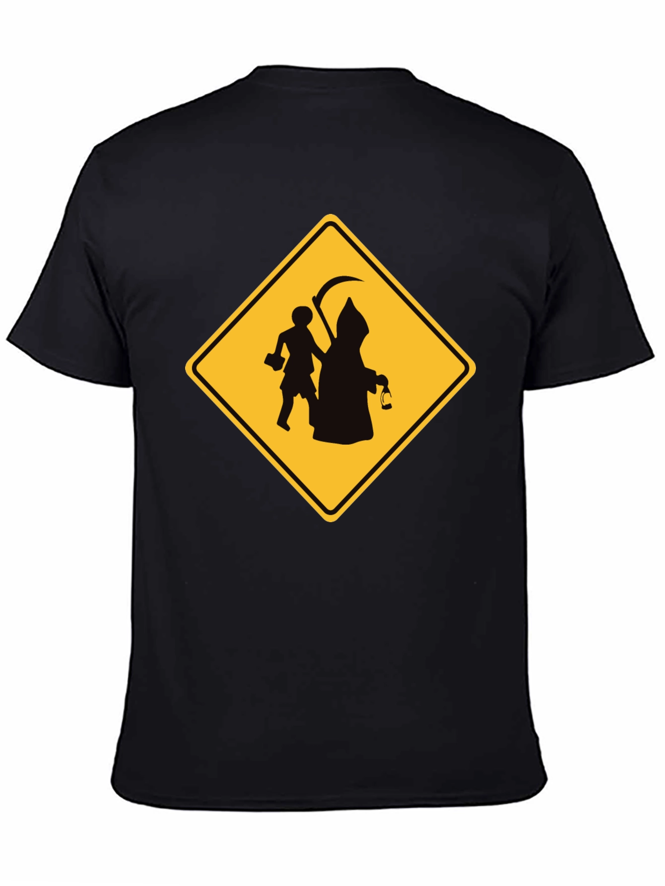 Grim Reaper Crossing Funny Black T-Shirt
