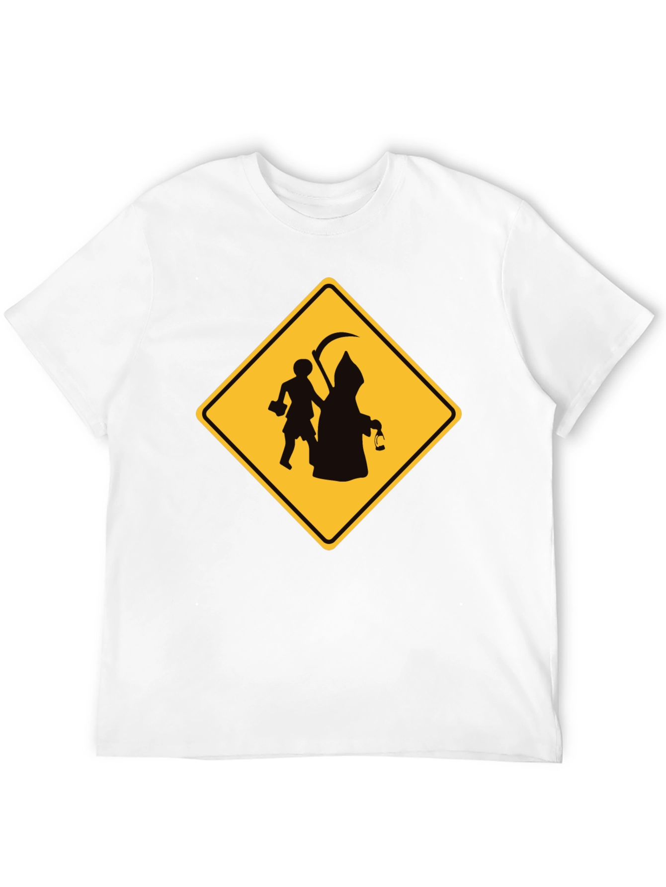 Grim Reaper Crossing Funny Black T-Shirt