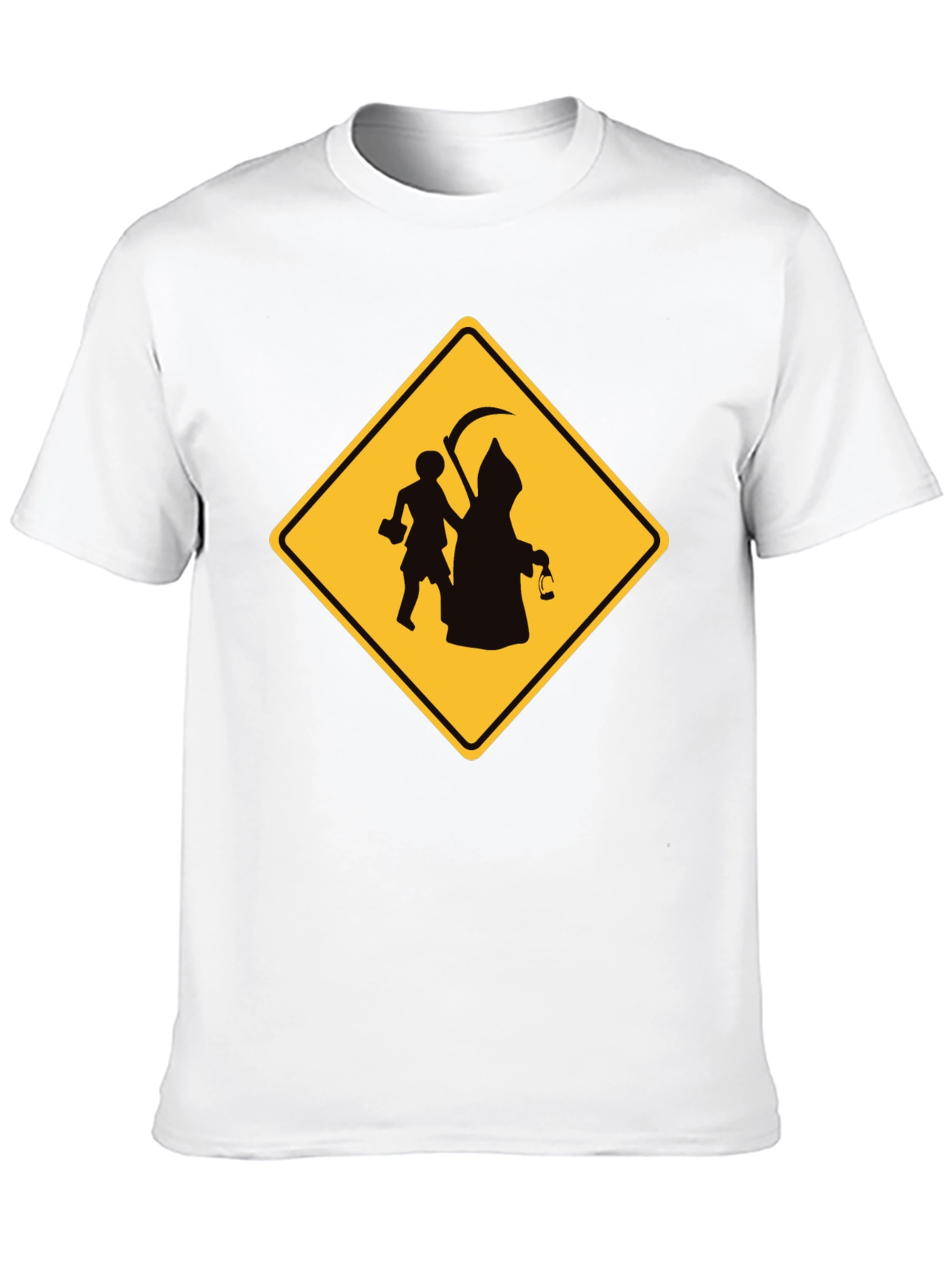 Grim Reaper Crossing Funny Black T-Shirt
