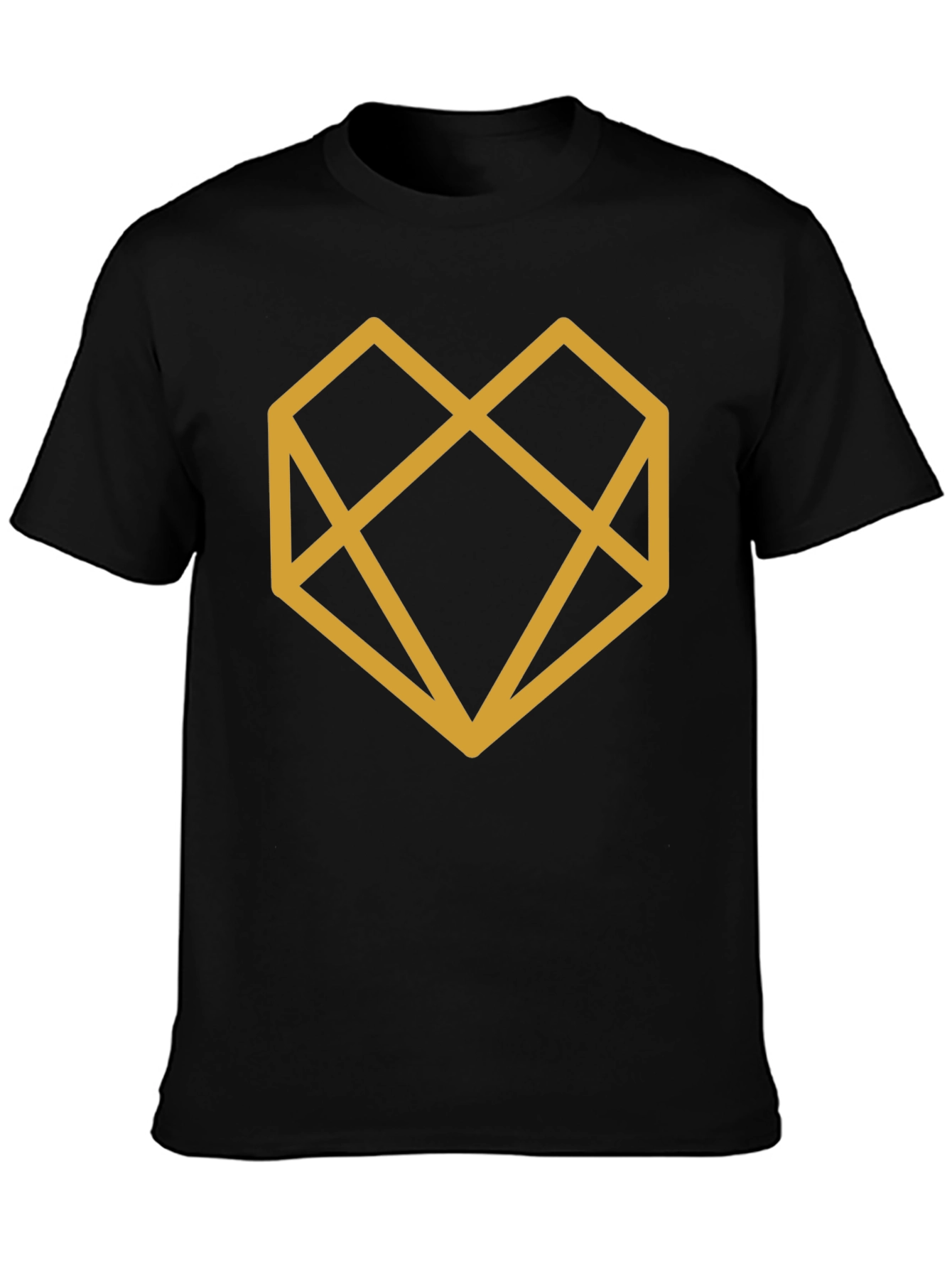 Geometric Heart Graphic Tee - Modern Black T-Shirt