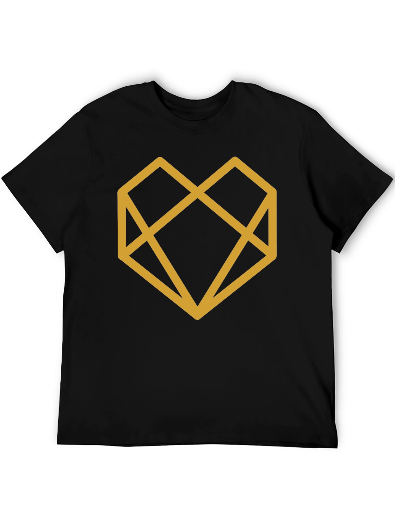 Geometric Heart Graphic Tee - Modern Black T-Shirt