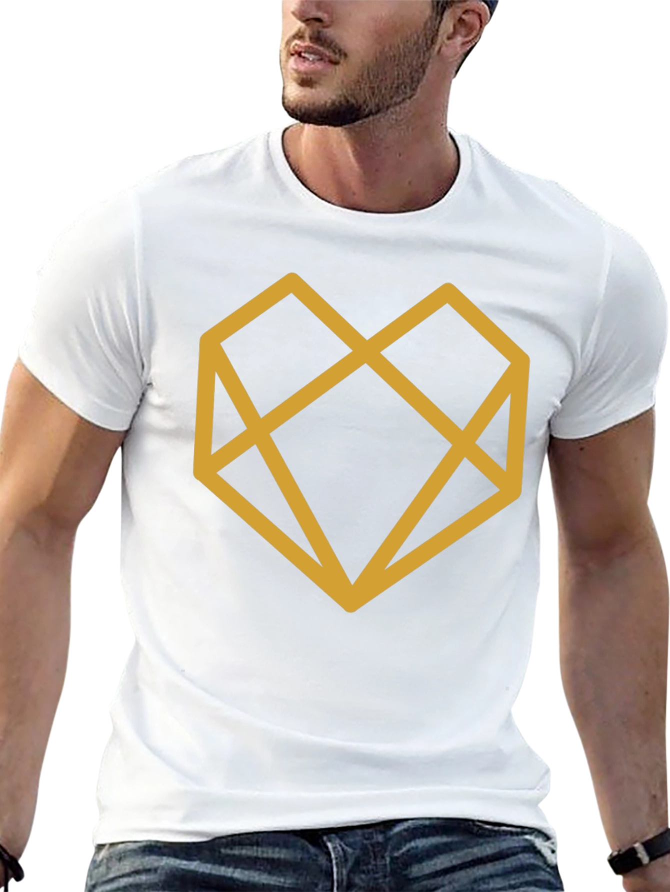 Geometric Heart Graphic Tee - Modern Black T-Shirt