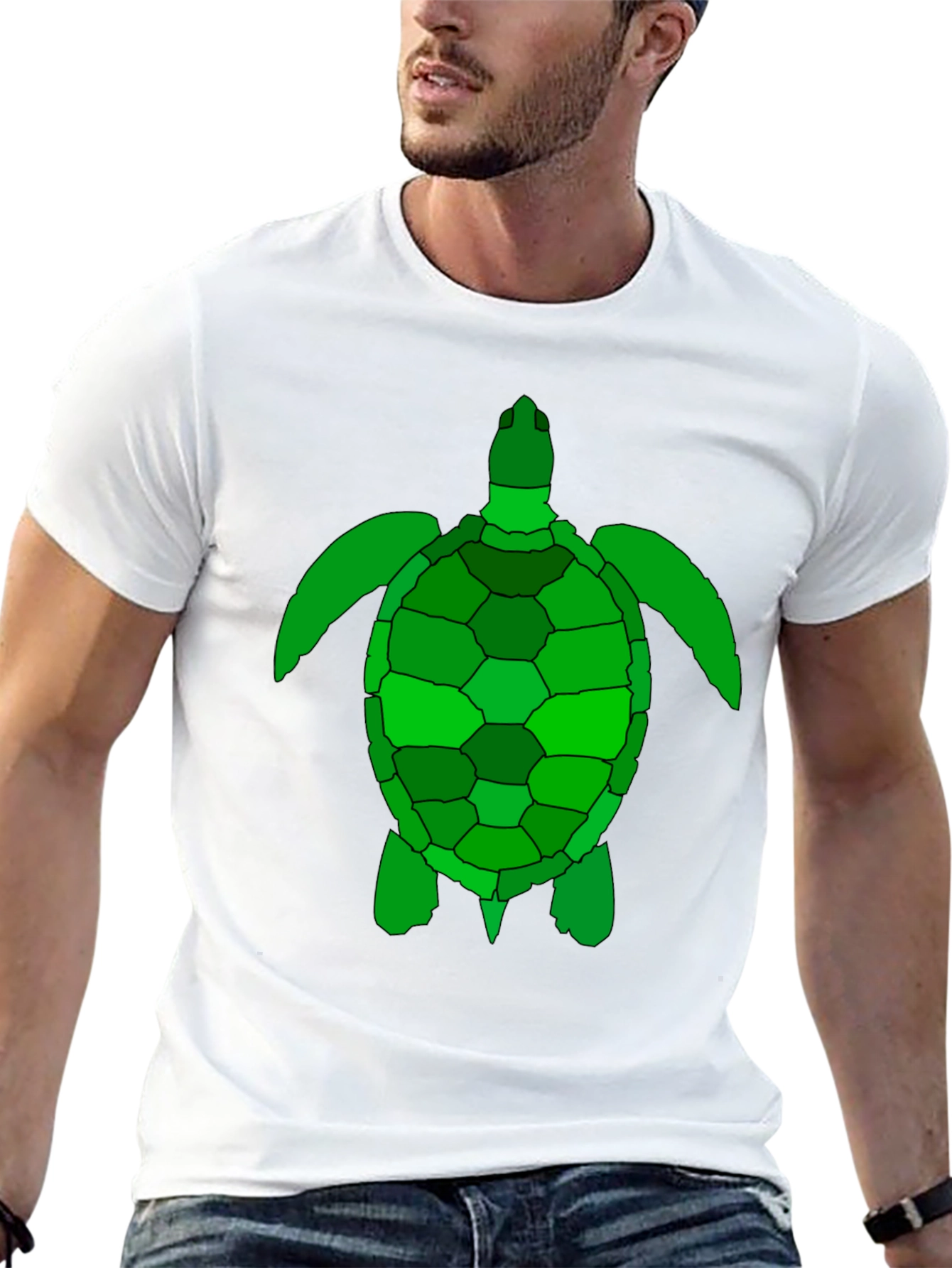 Green Sea Turtle Graphic Tee - Black Cotton T-Shirt