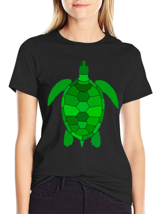 Green Sea Turtle Graphic Tee - Black Cotton T-Shirt