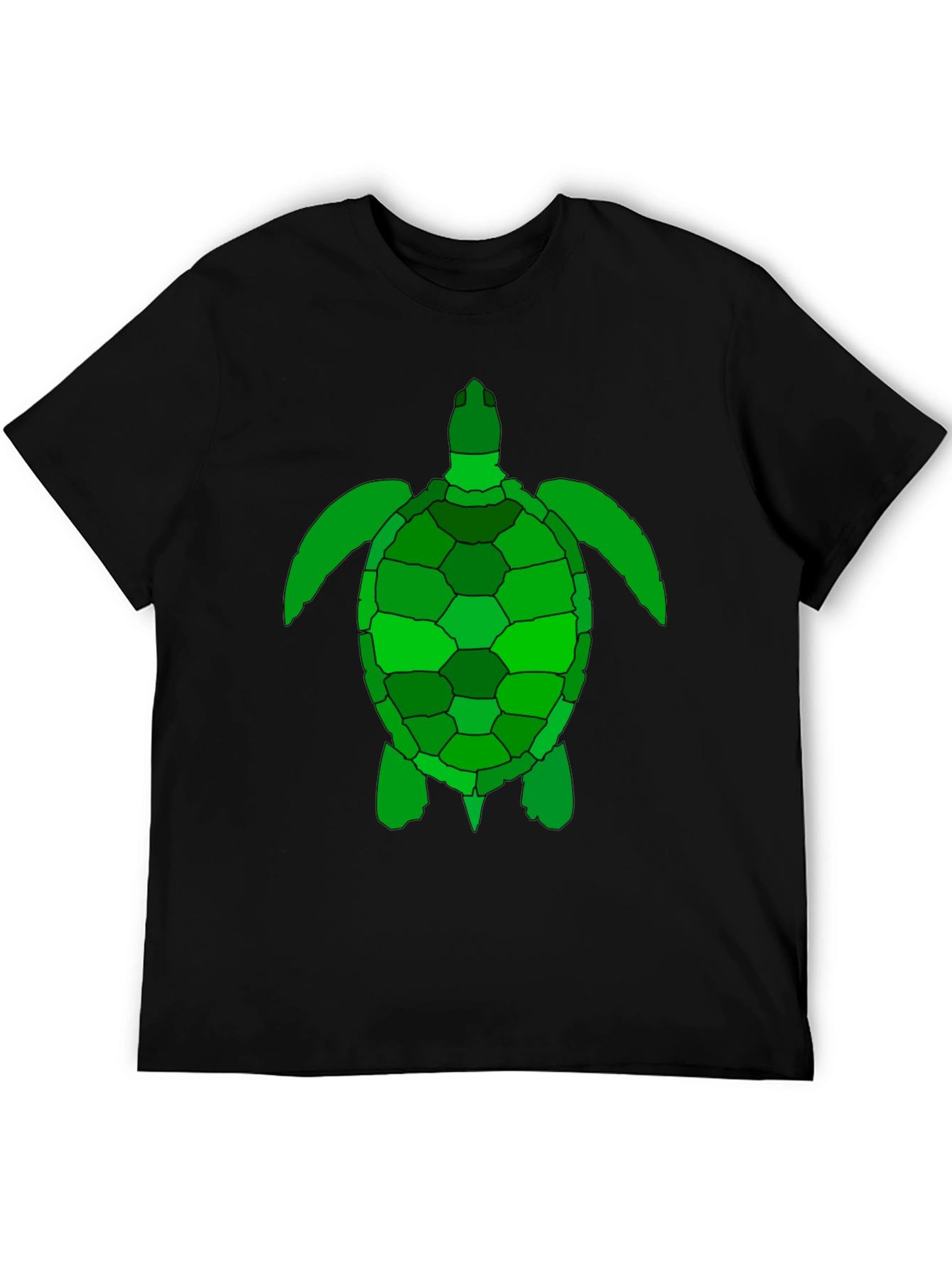 Green Sea Turtle Graphic Tee - Black Cotton T-Shirt