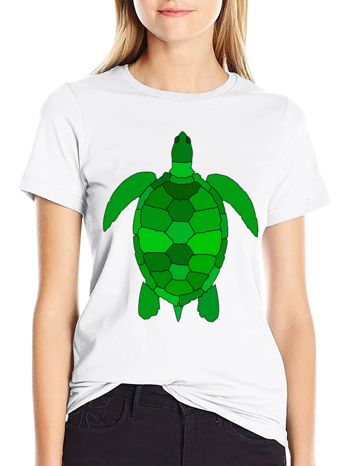 Green Sea Turtle Graphic Tee - Black Cotton T-Shirt
