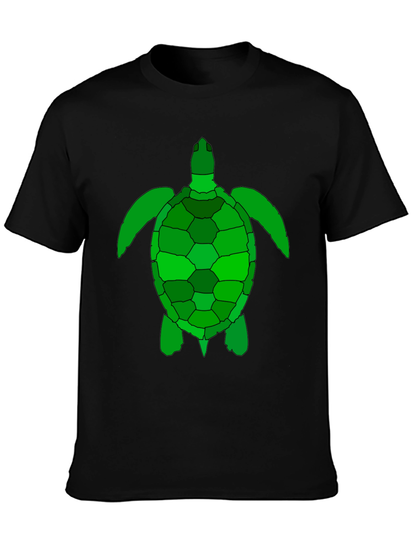 Green Sea Turtle Graphic Tee - Black Cotton T-Shirt