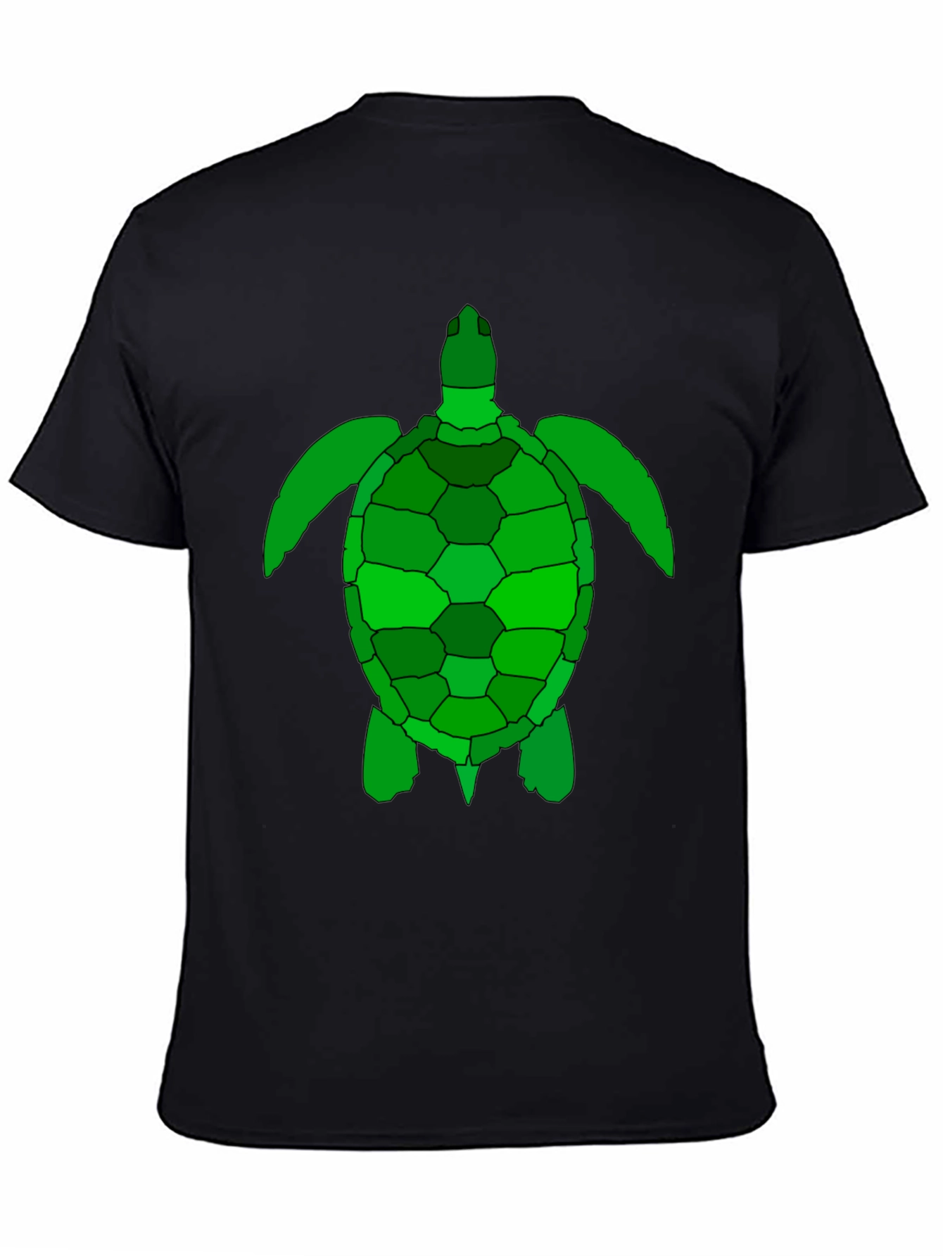 Green Sea Turtle Graphic Tee - Black Cotton T-Shirt