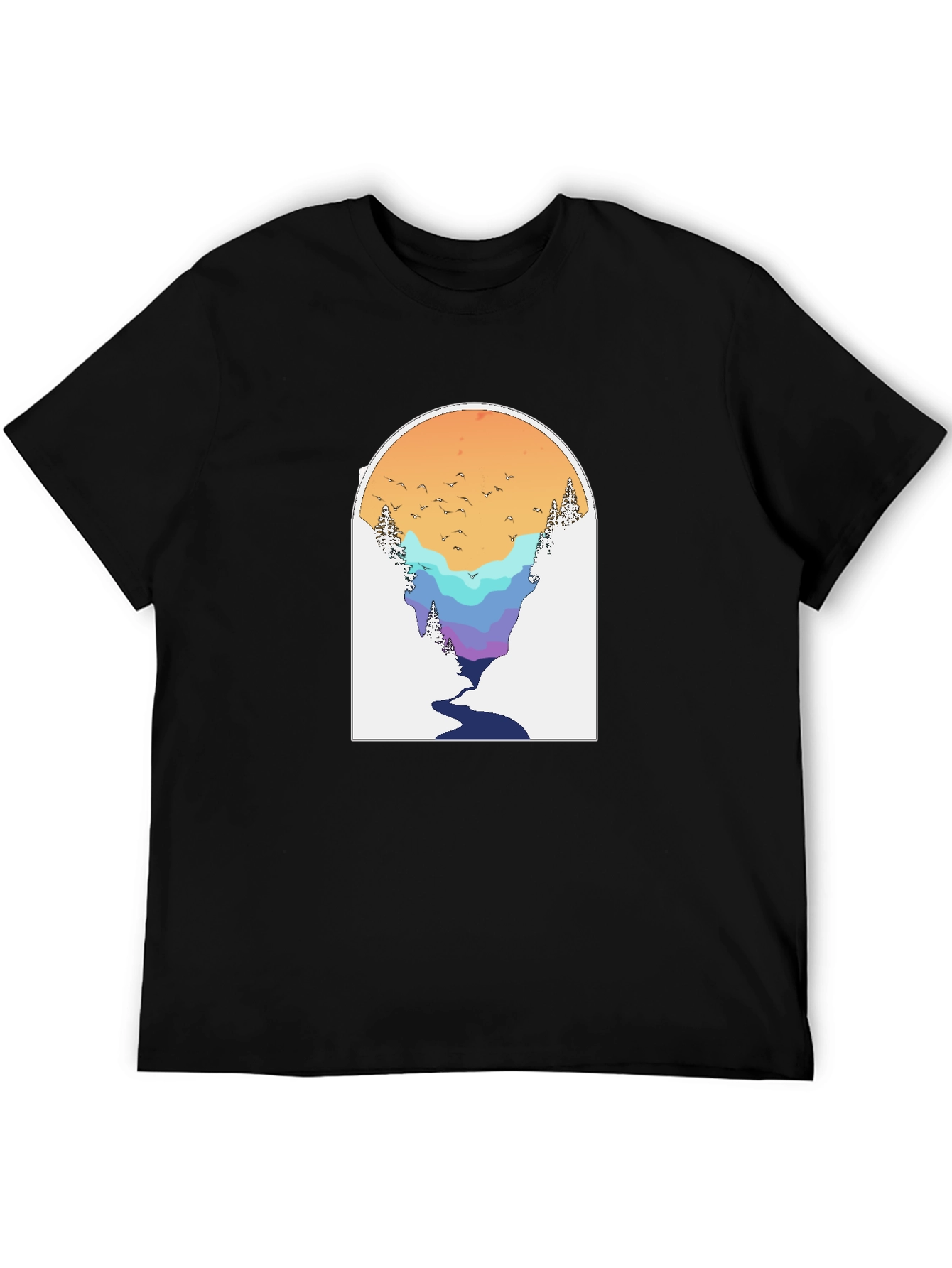 Nature Scene Graphic Tee - Black