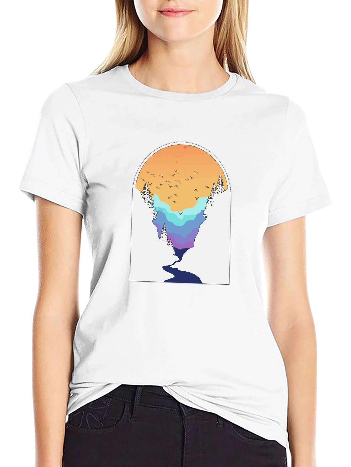 Nature Scene Graphic Tee - Black