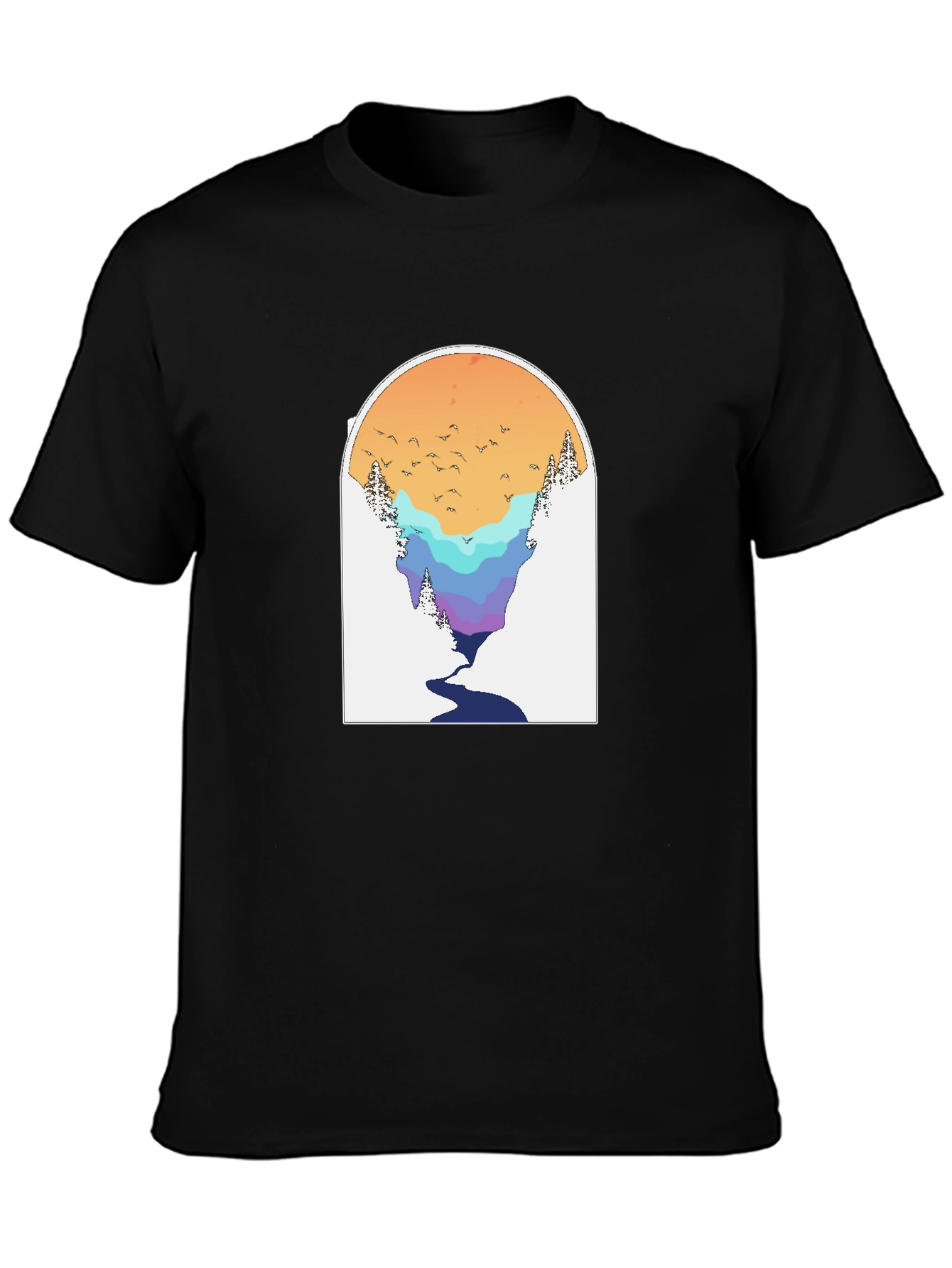 Nature Scene Graphic Tee - Black