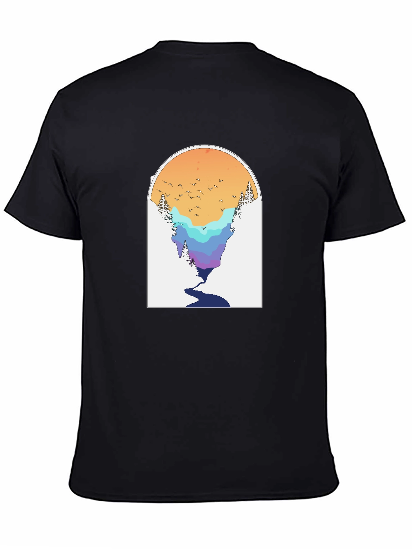 Nature Scene Graphic Tee - Black
