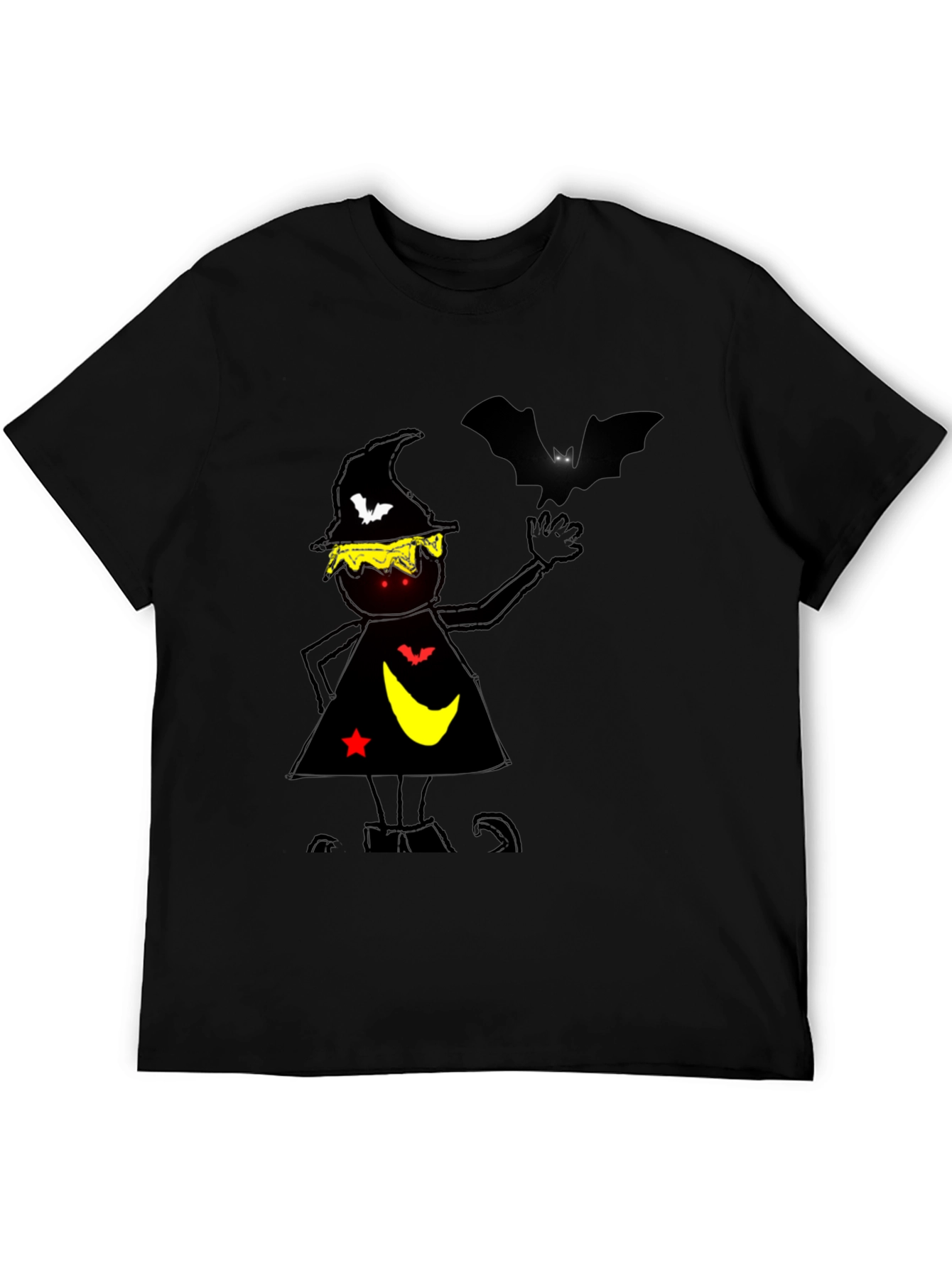 Halloween Witch & Bat Graphic Tee