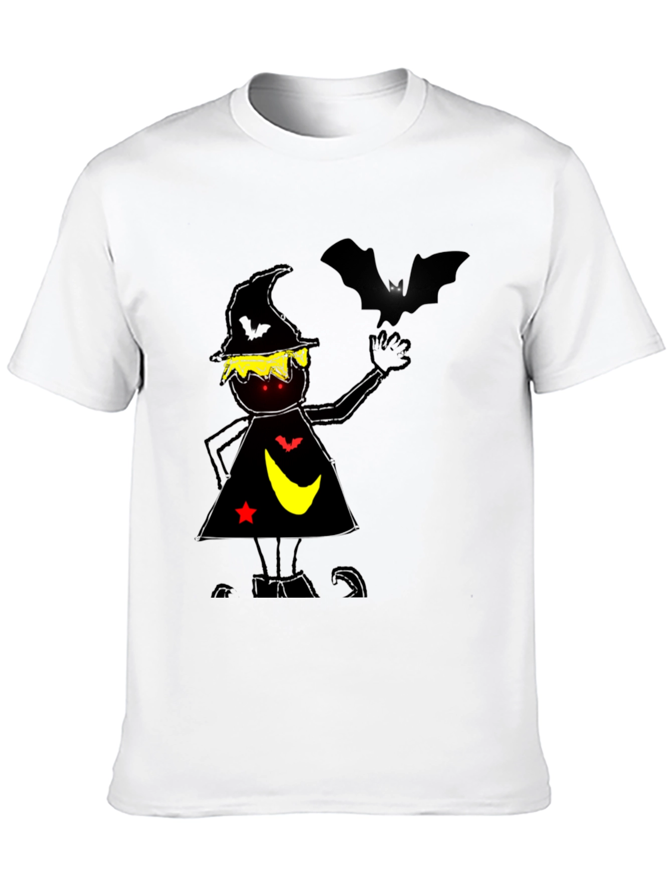 Halloween Witch & Bat Graphic Tee