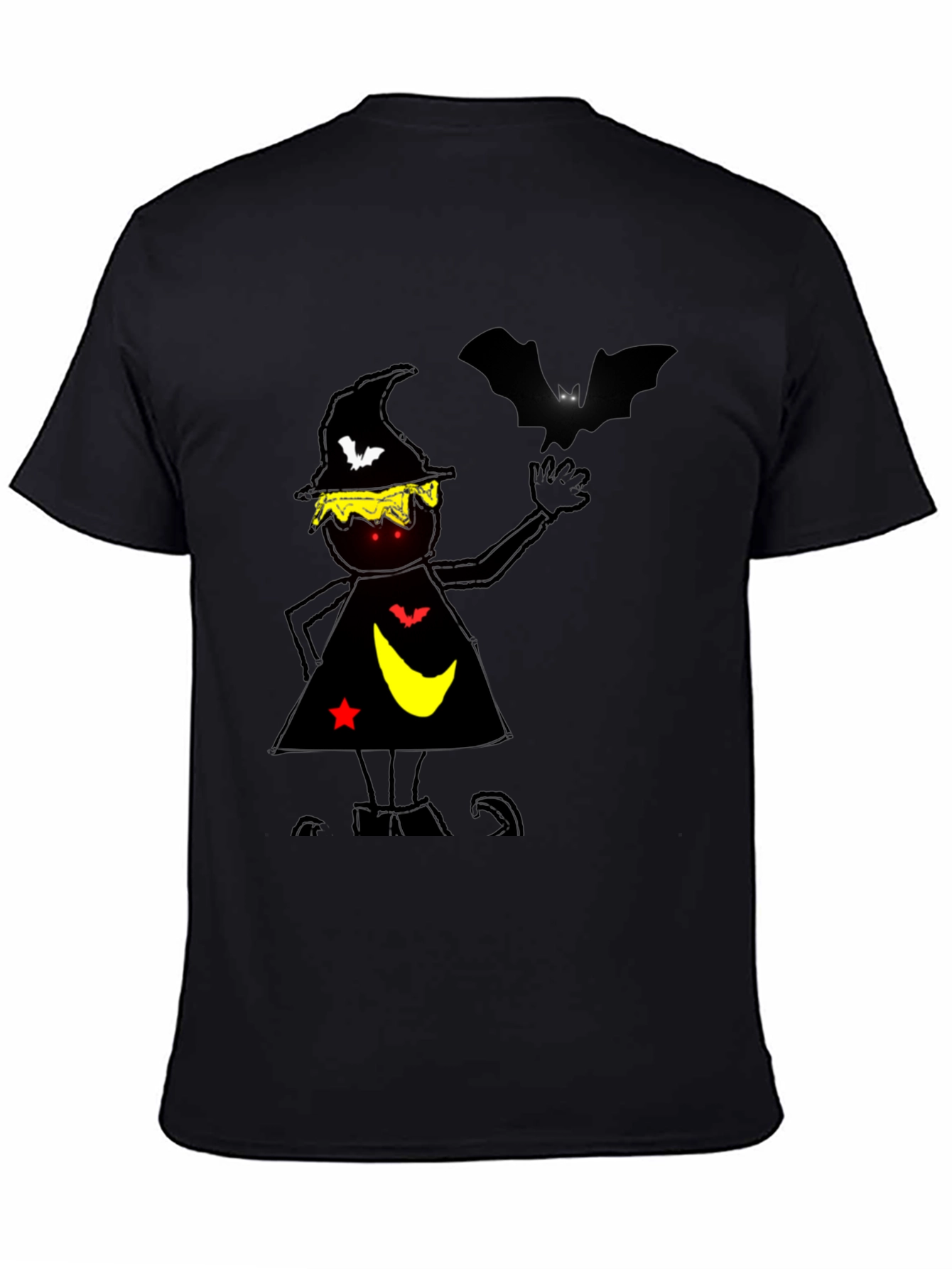 Halloween Witch & Bat Graphic Tee