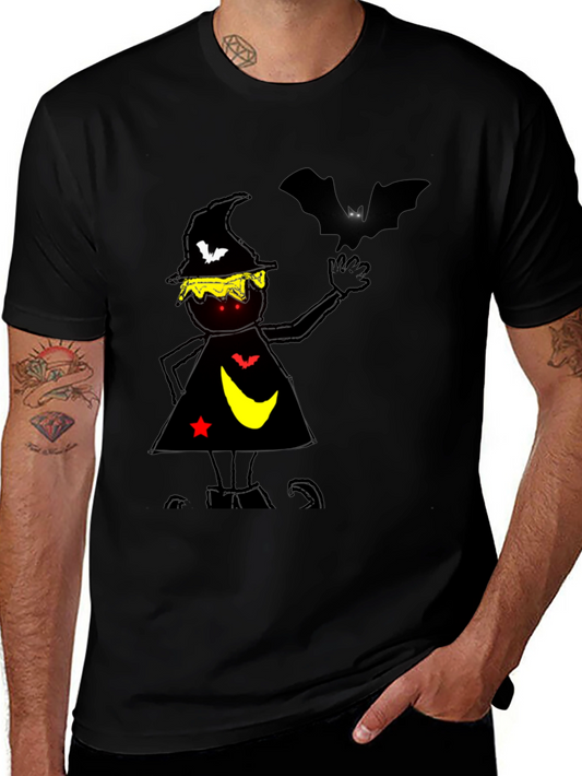 Halloween Witch & Bat Graphic Tee