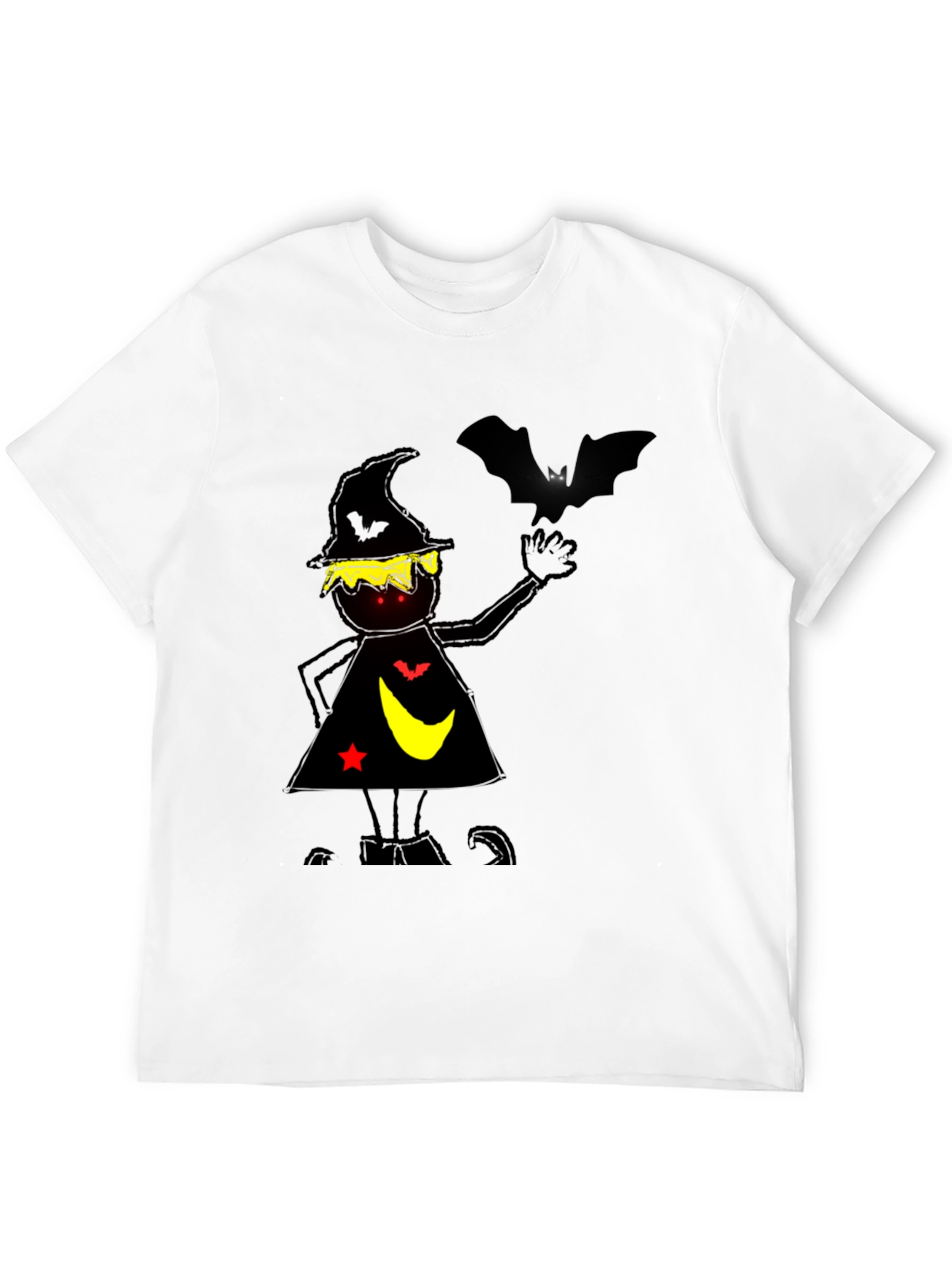 Halloween Witch & Bat Graphic Tee