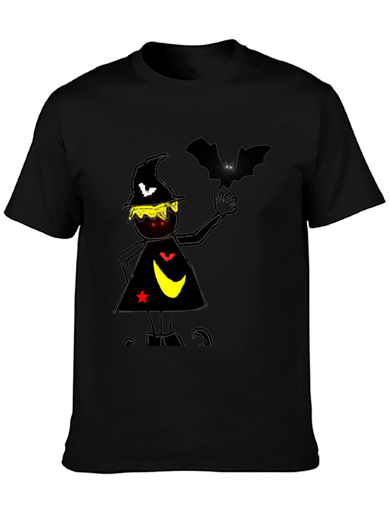Halloween Witch & Bat Graphic Tee