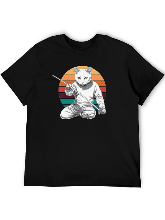 Fencer Cat T-Shirt - Cool Graphic Tee