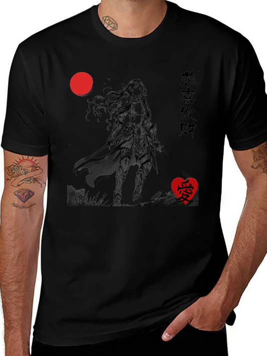 Black Graphic Tee - Anime Warrior