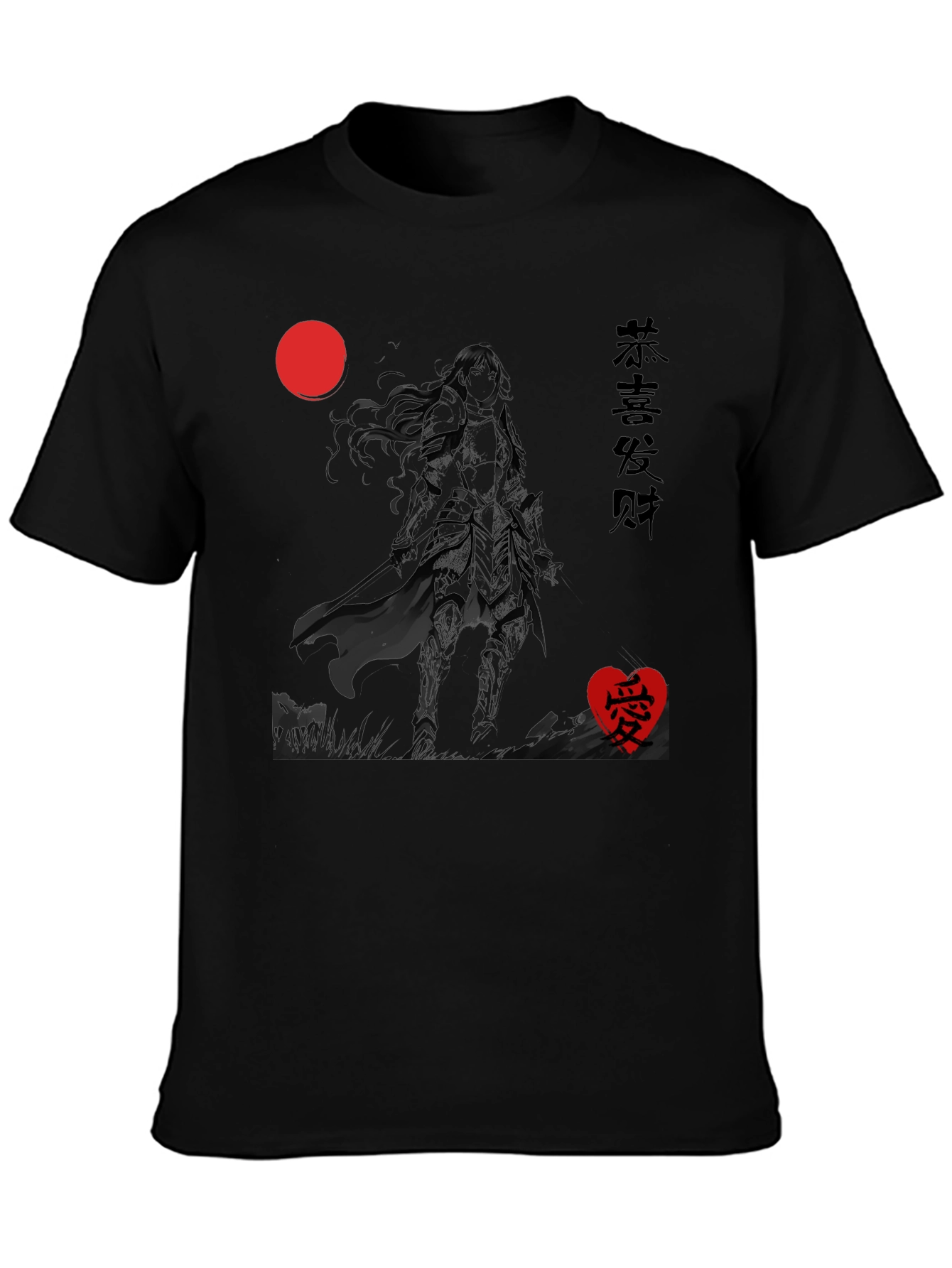 Black Graphic Tee - Anime Warrior