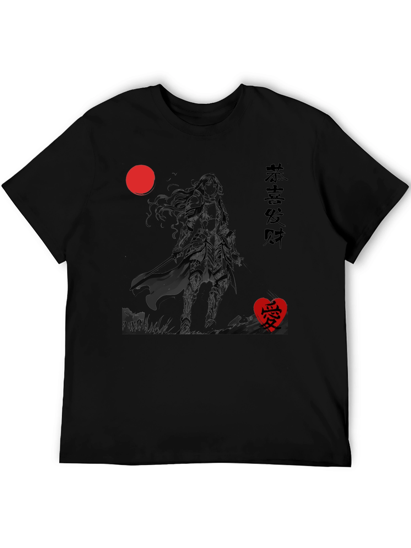 Black Graphic Tee - Anime Warrior