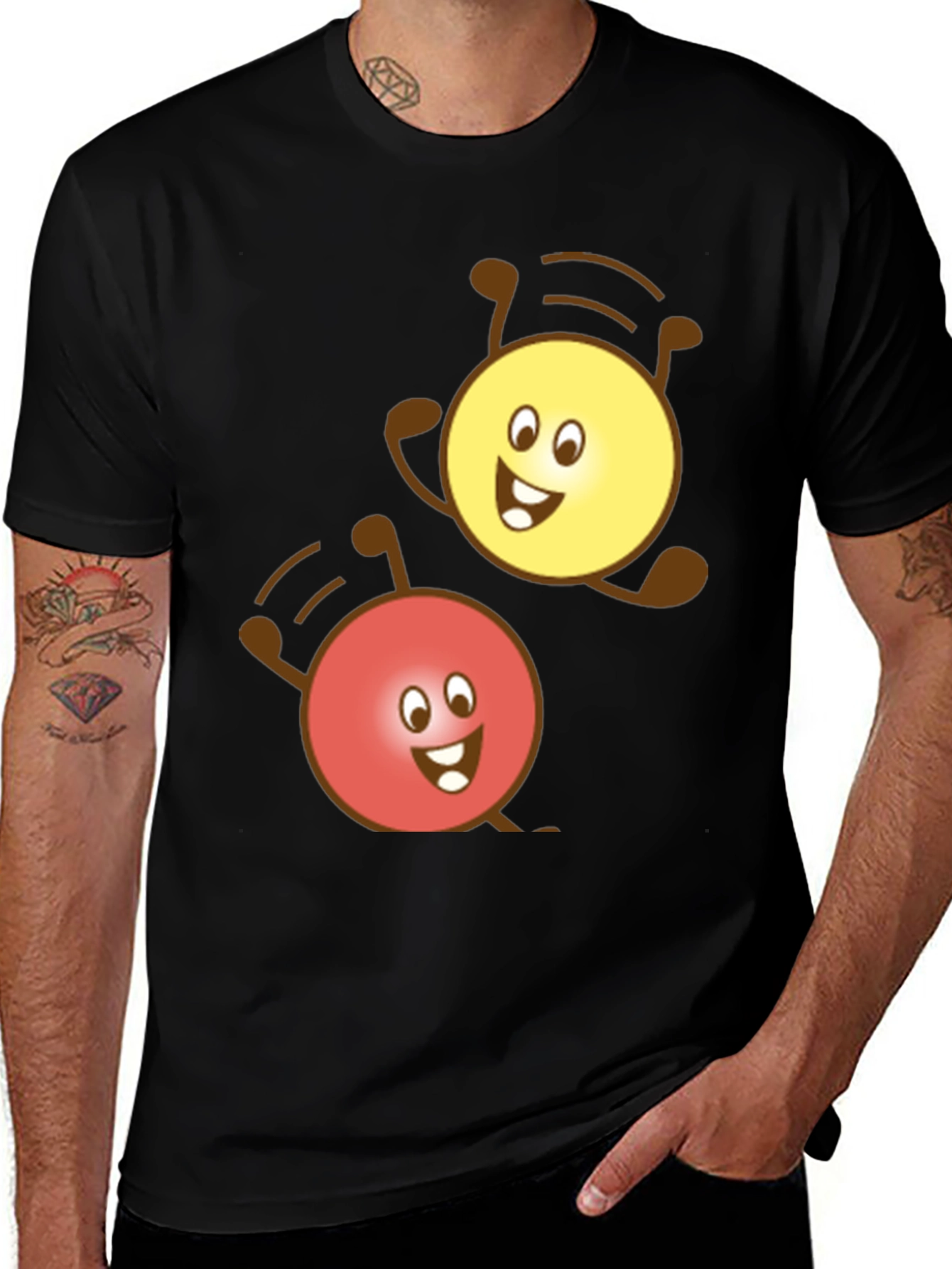Cute Cartoon Character Graphic Black T-Shirt