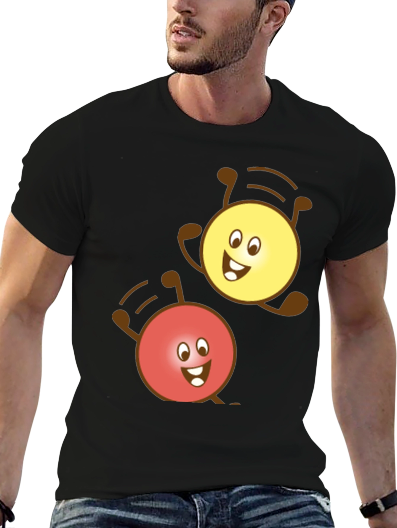 Cute Cartoon Character Graphic Black T-Shirt