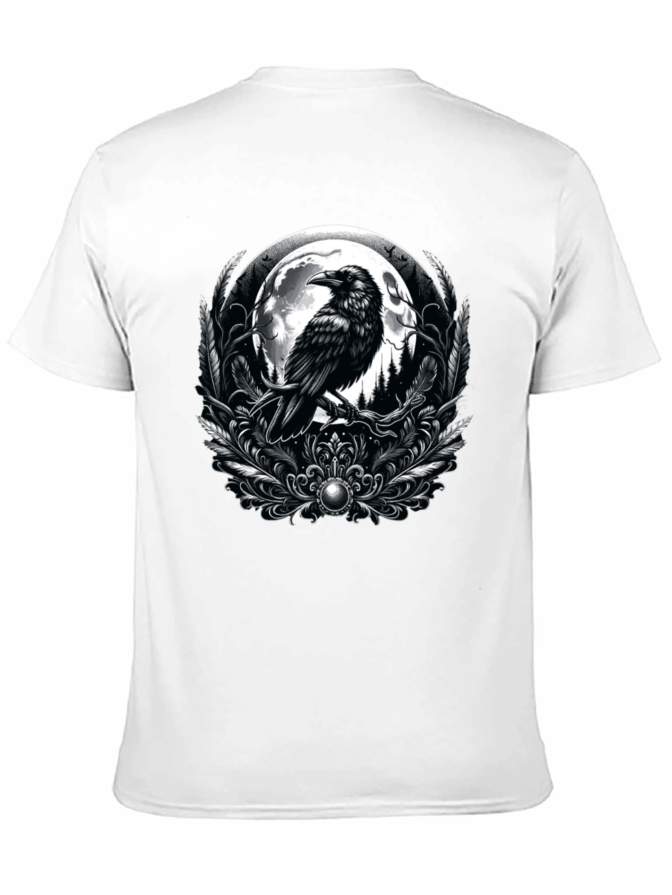Raven Moon Graphic Tee - Gothic Style Black T-Shirt