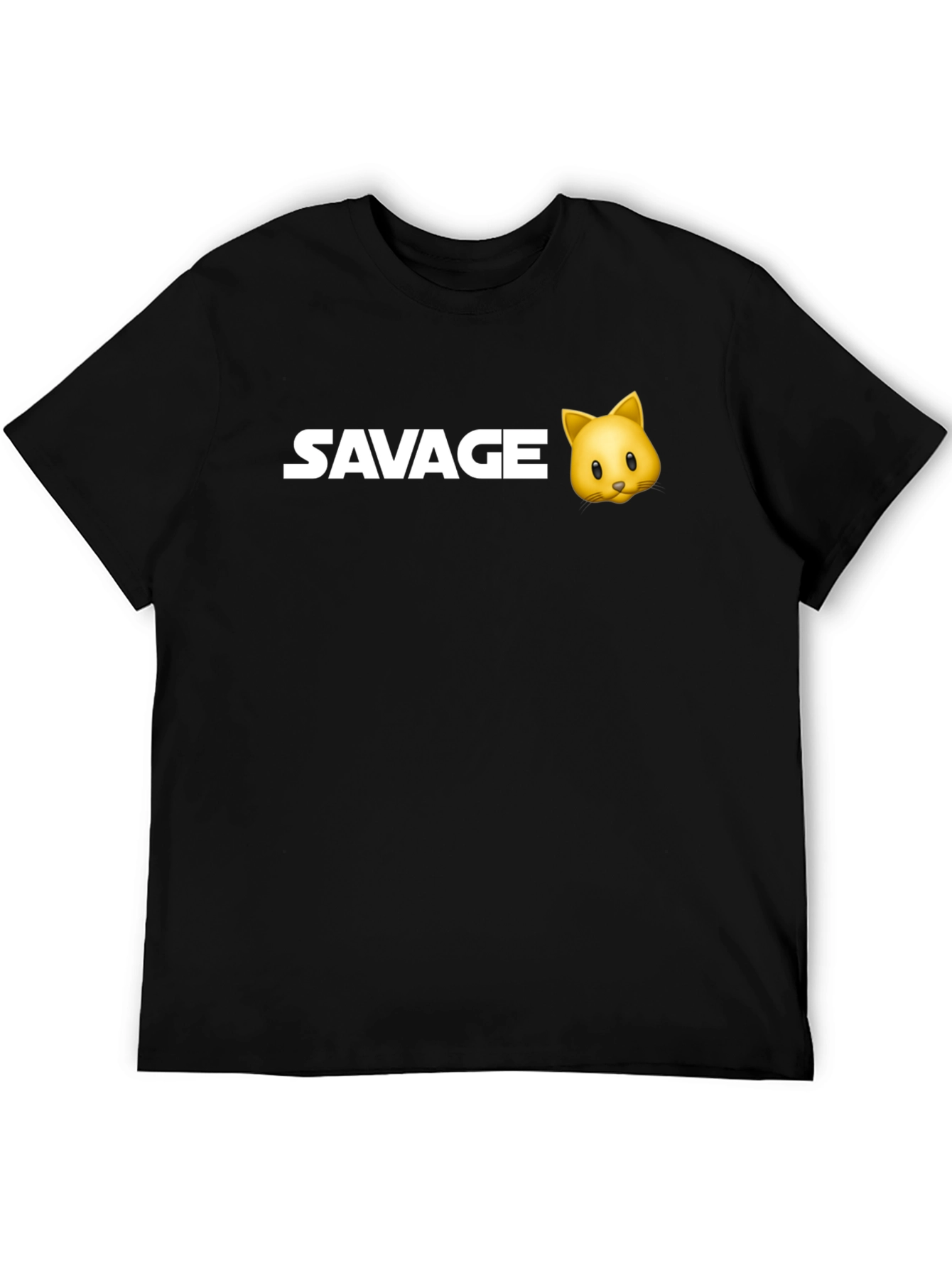 Savage Cat Emoji Black T-Shirt