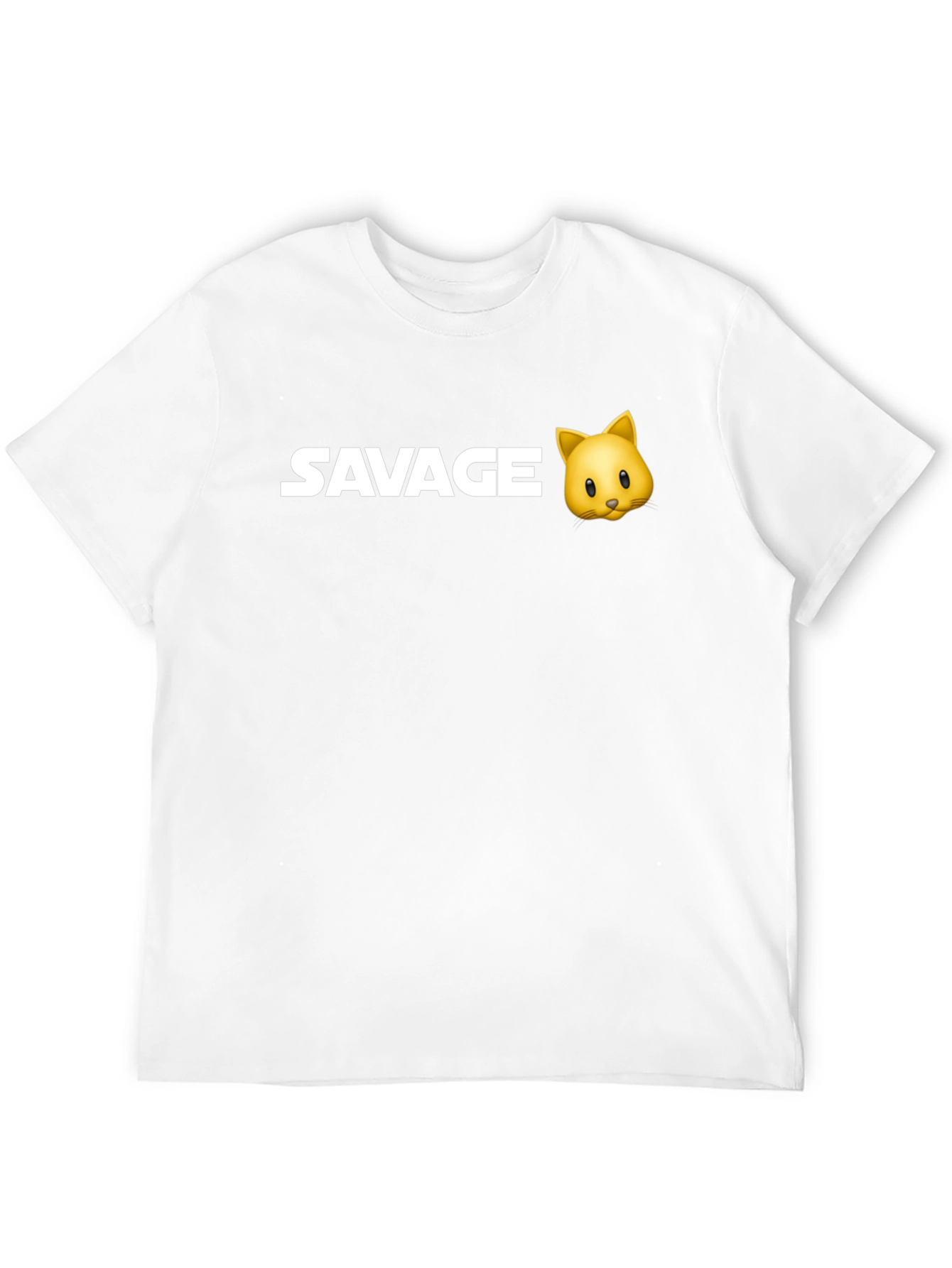 Savage Cat Emoji Black T-Shirt