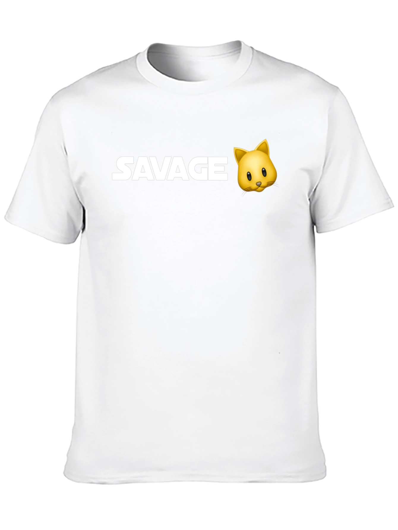Savage Cat Emoji Black T-Shirt