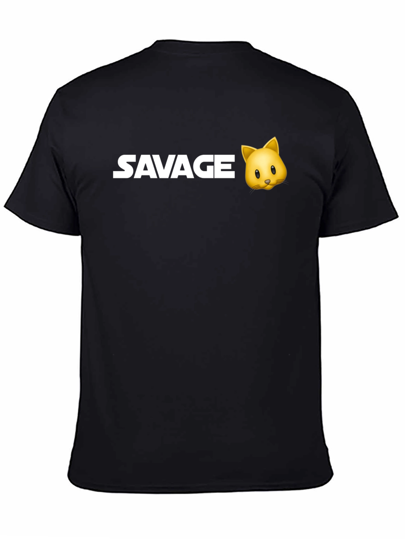 Savage Cat Emoji Black T-Shirt