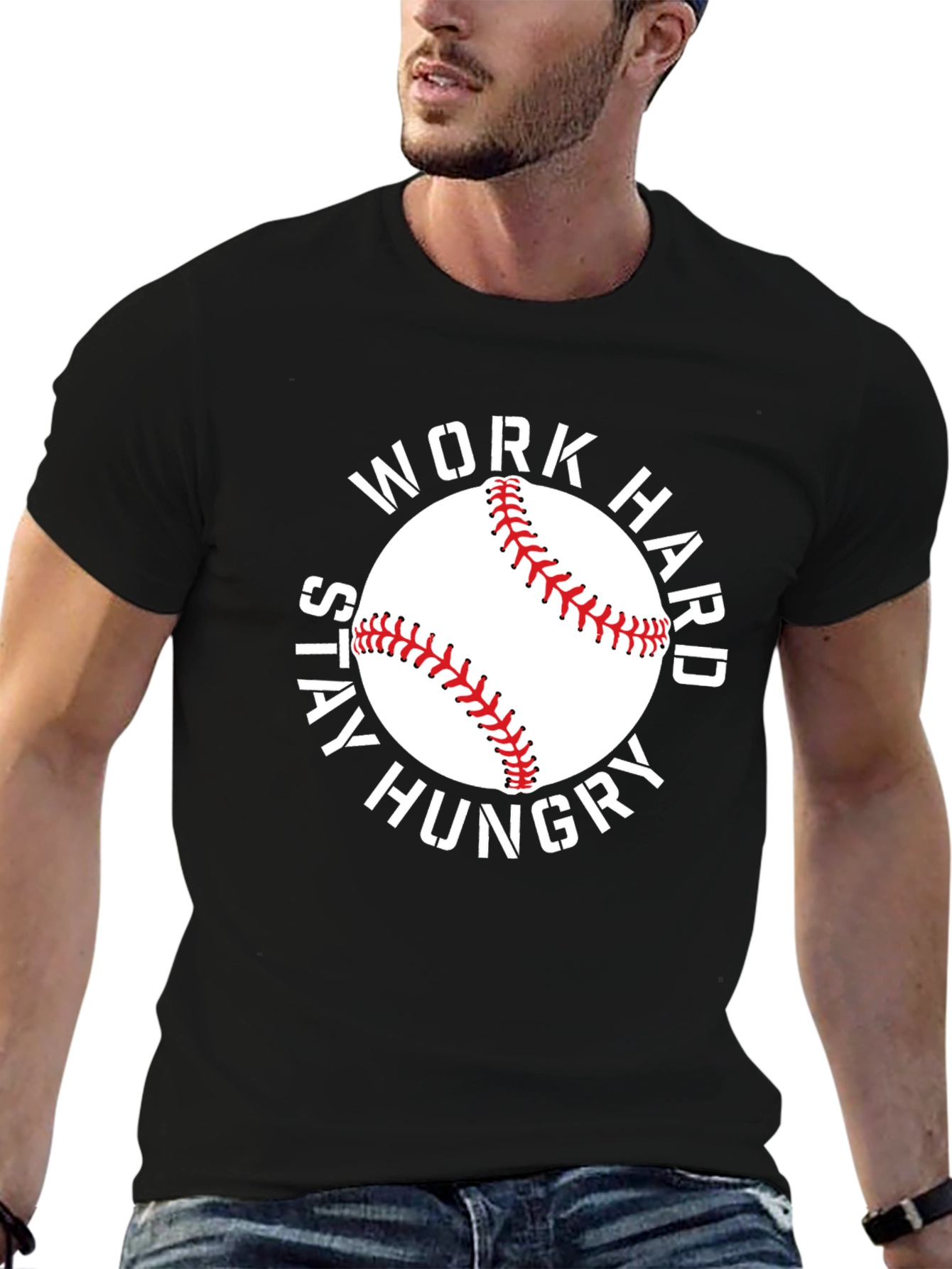 Work Hard Baseball Graphic T-Shirt