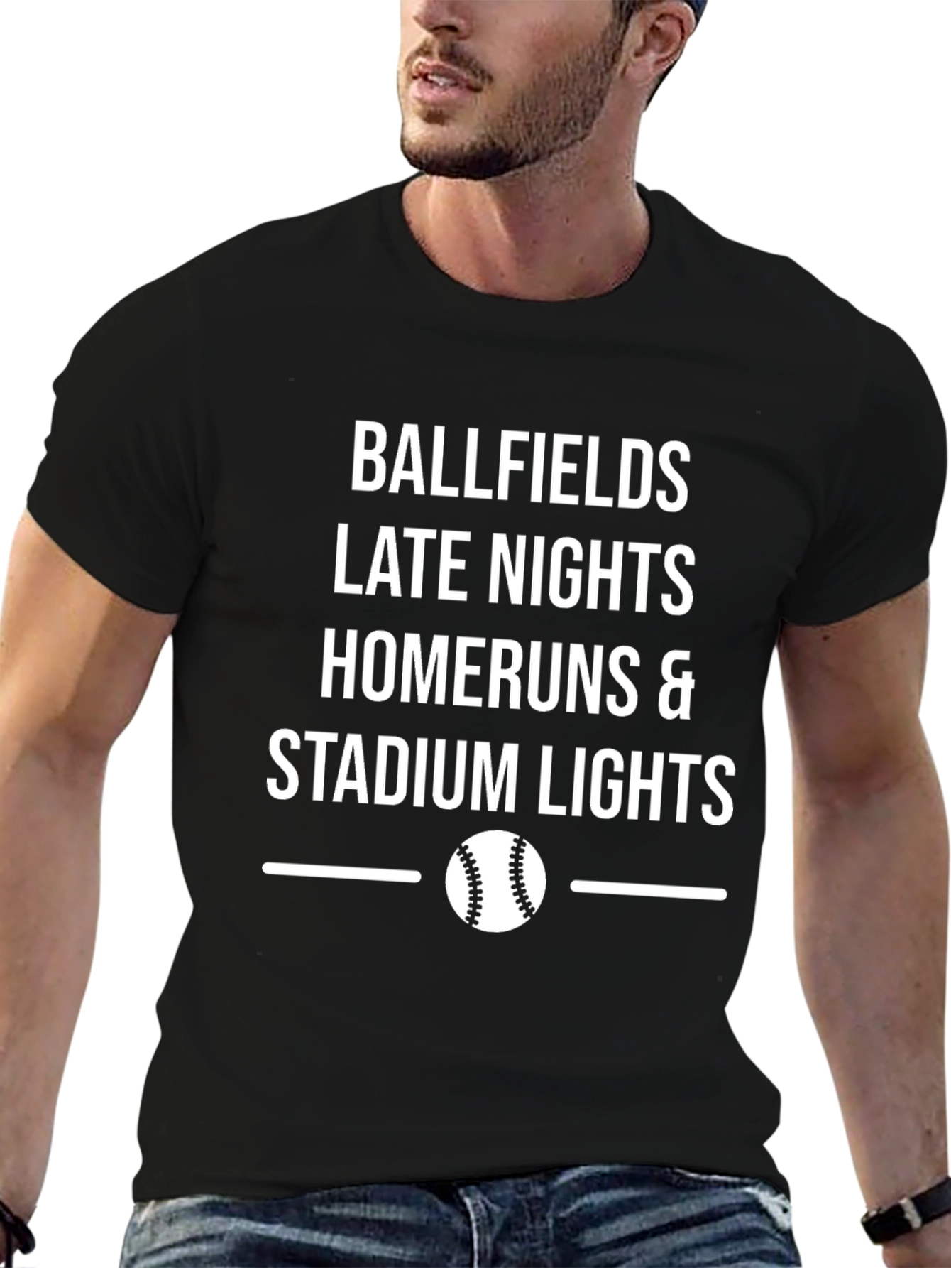 Baseball Fan T-Shirt - Ballfields Late Nights Stadium Lights