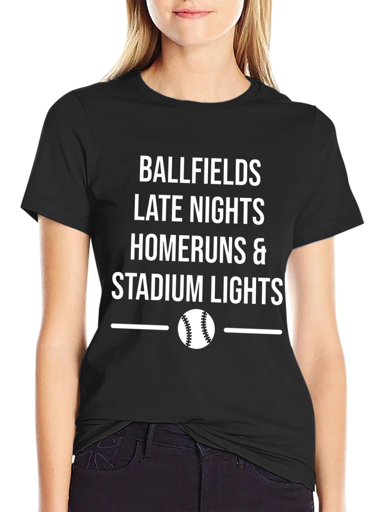 Baseball Fan T-Shirt - Ballfields Late Nights Stadium Lights