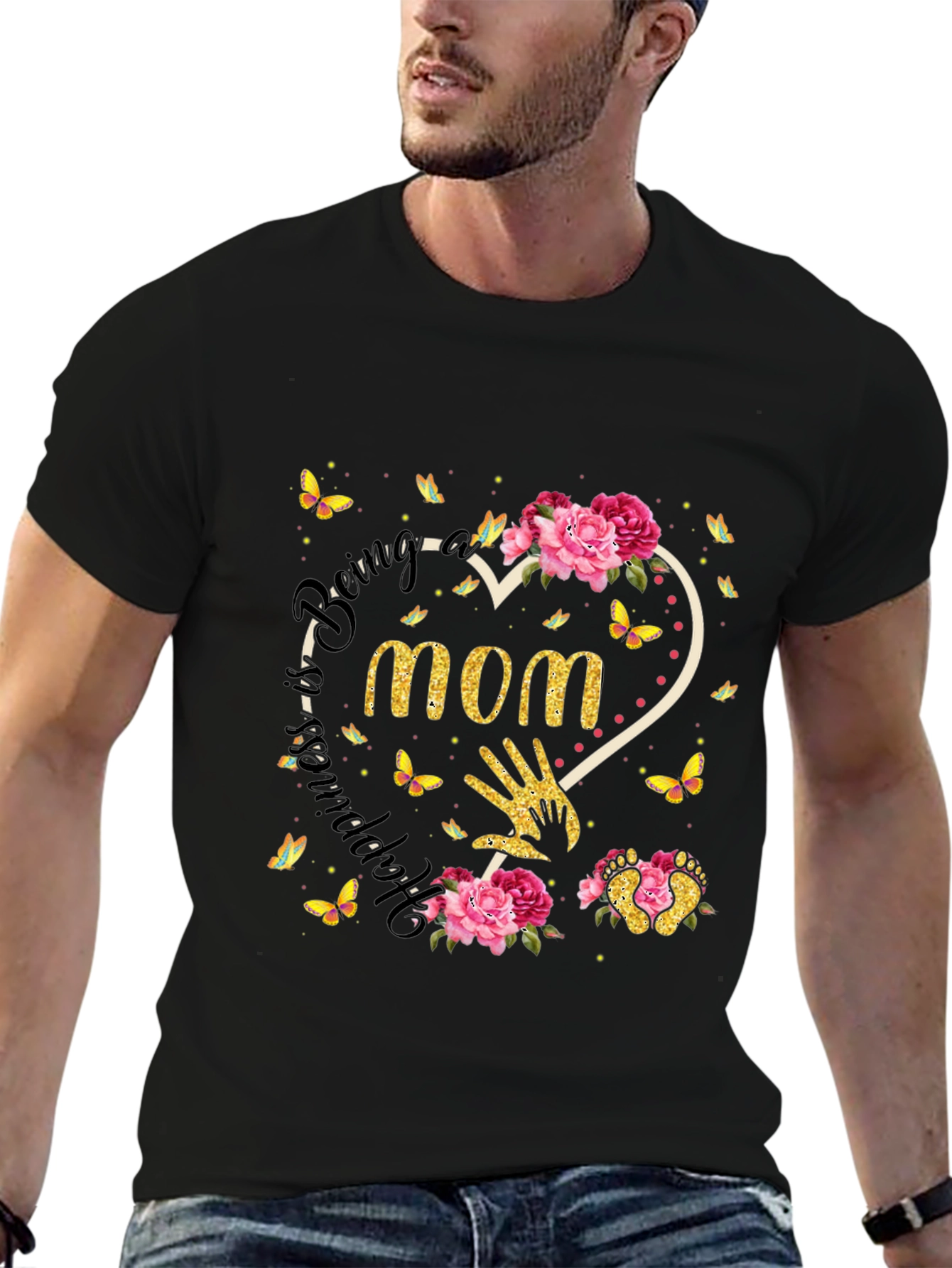 Happiest Being a Mom T-Shirt Floral Design