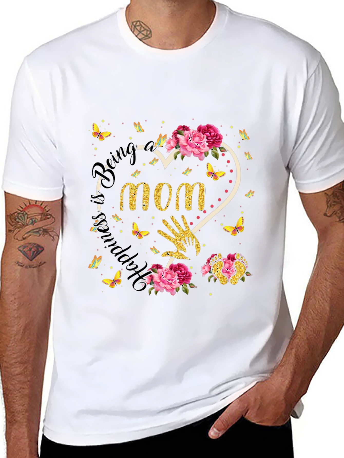 Happiest Being a Mom T-Shirt Floral Design
