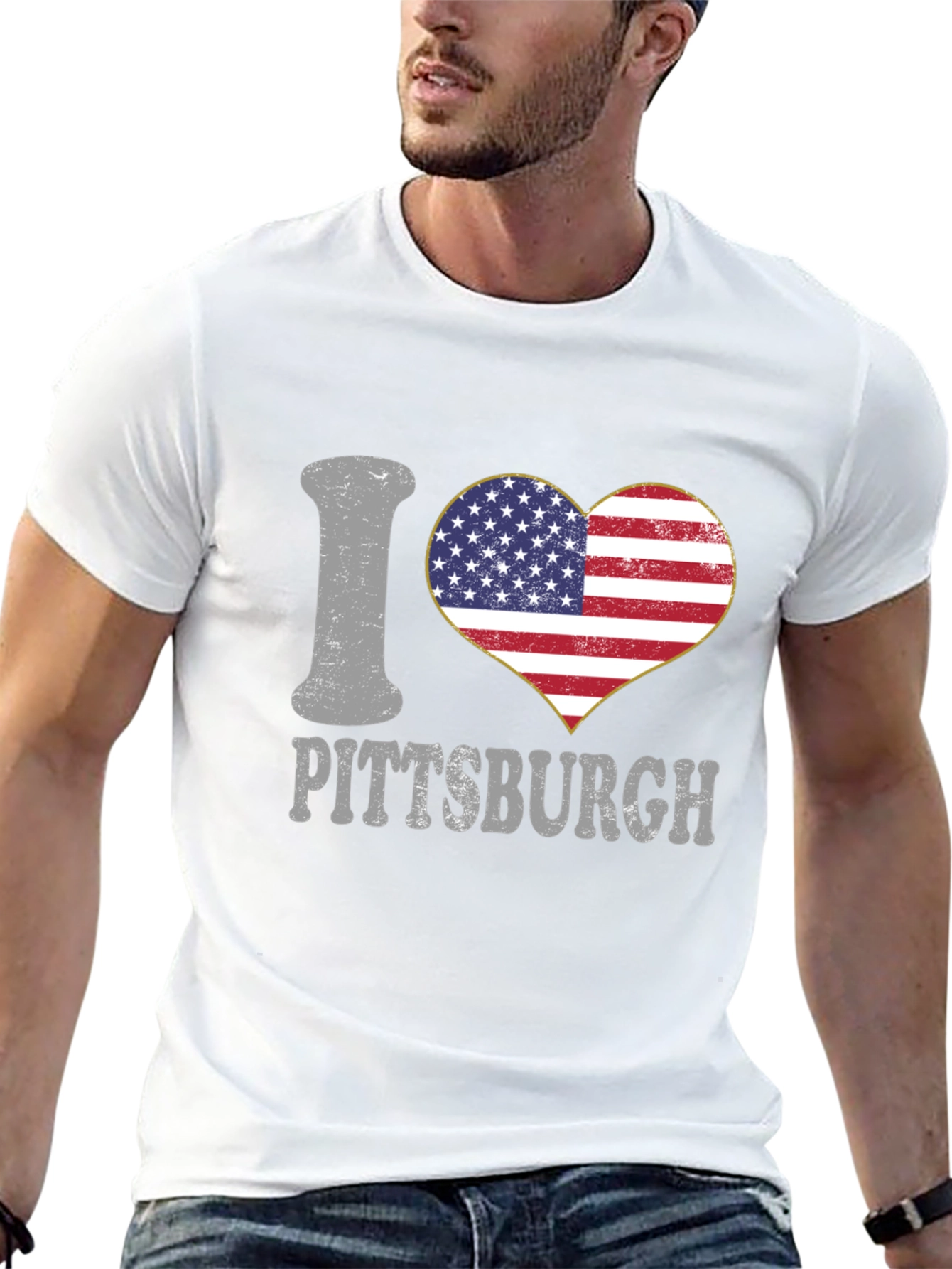 I Love Pittsburgh USA Flag Heart T-Shirt