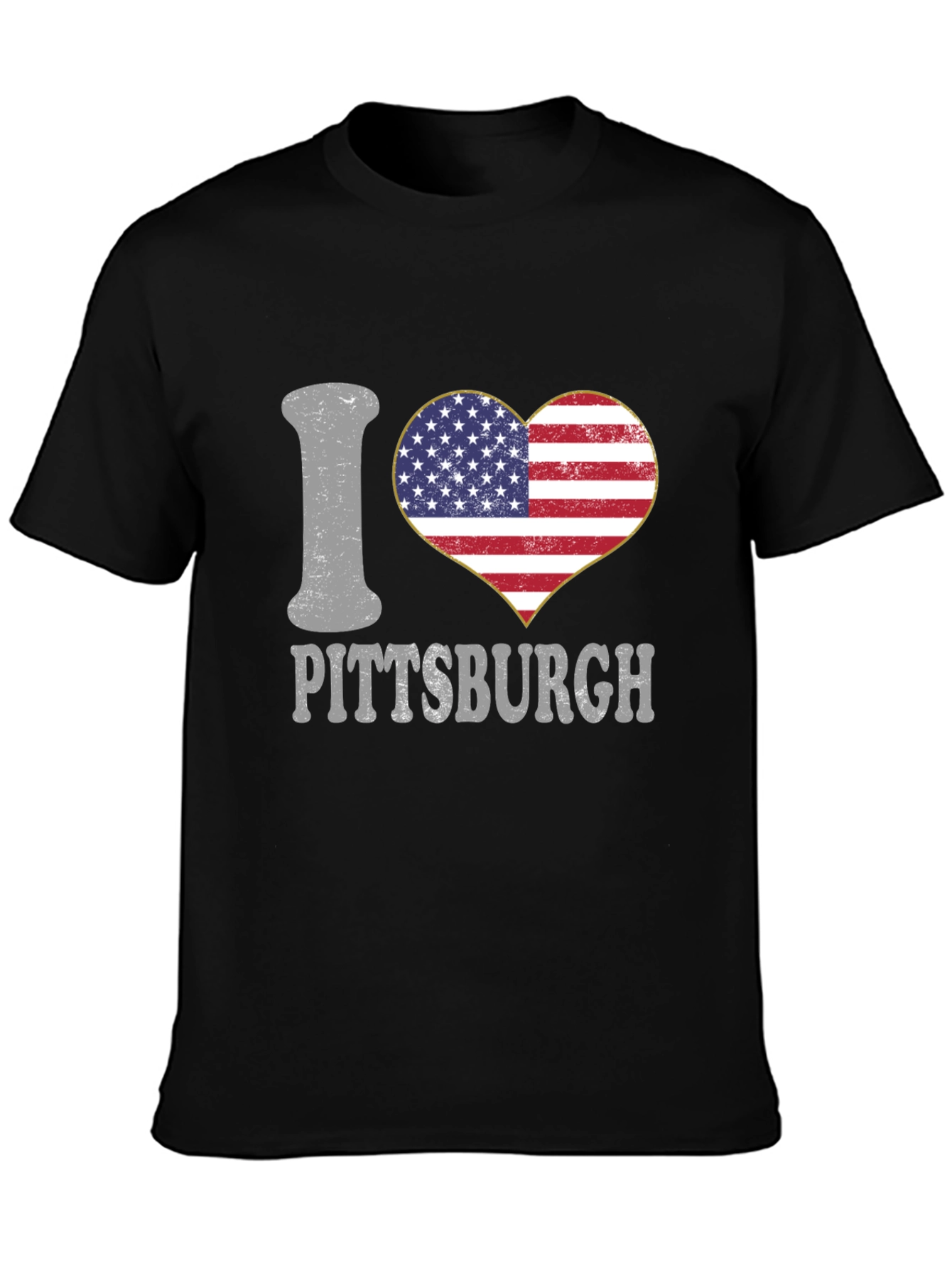 I Love Pittsburgh USA Flag Heart T-Shirt