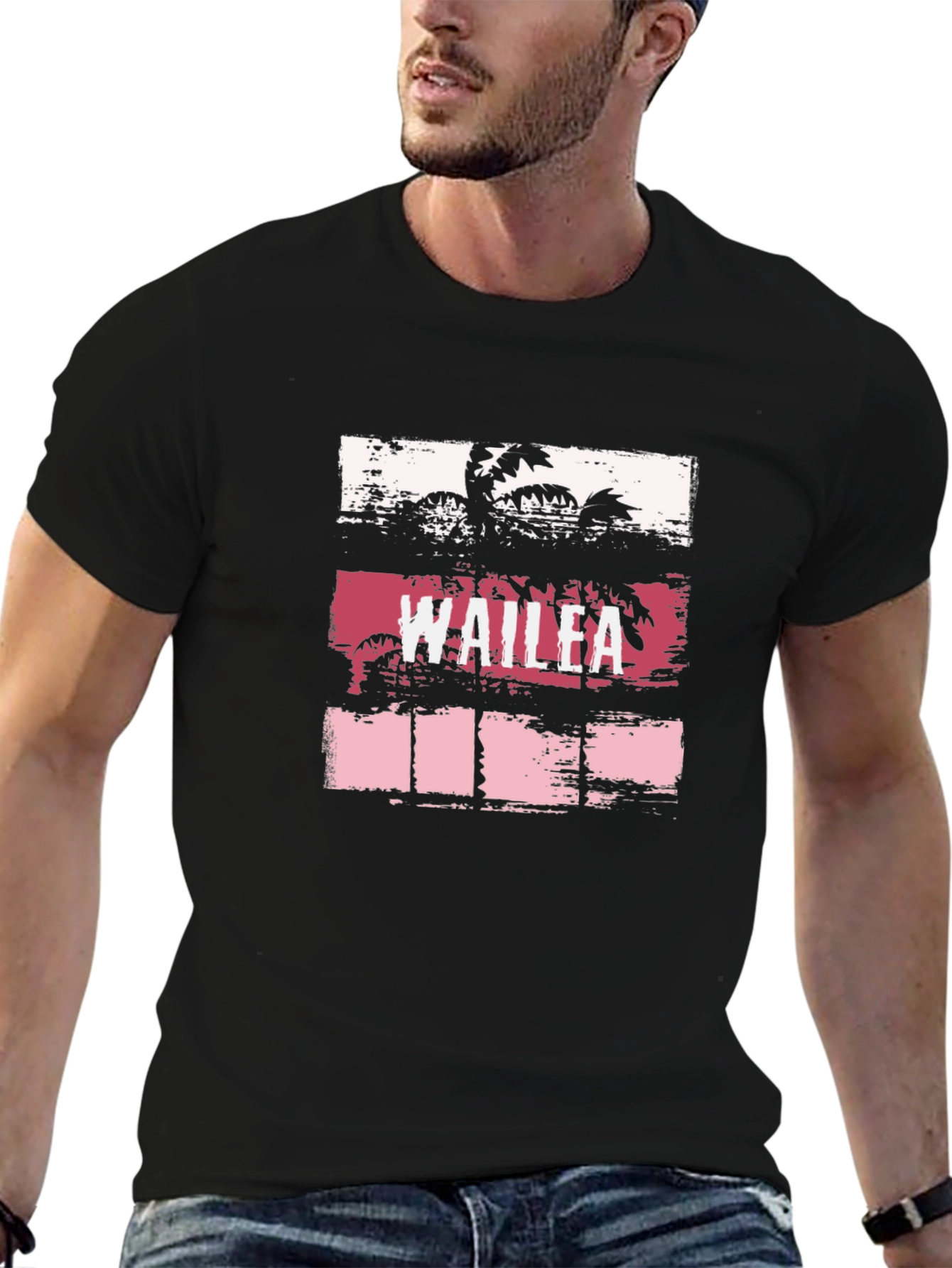 Wailea Palm Tree Graphic T-Shirt - Black