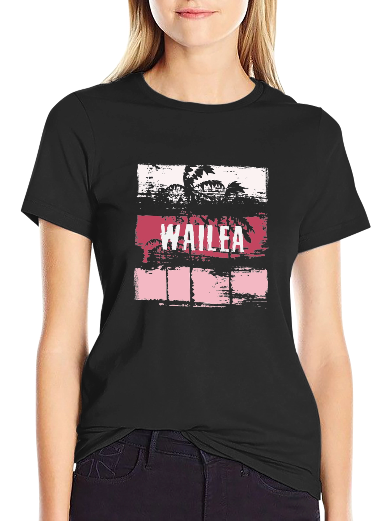 Wailea Palm Tree Graphic T-Shirt - Black