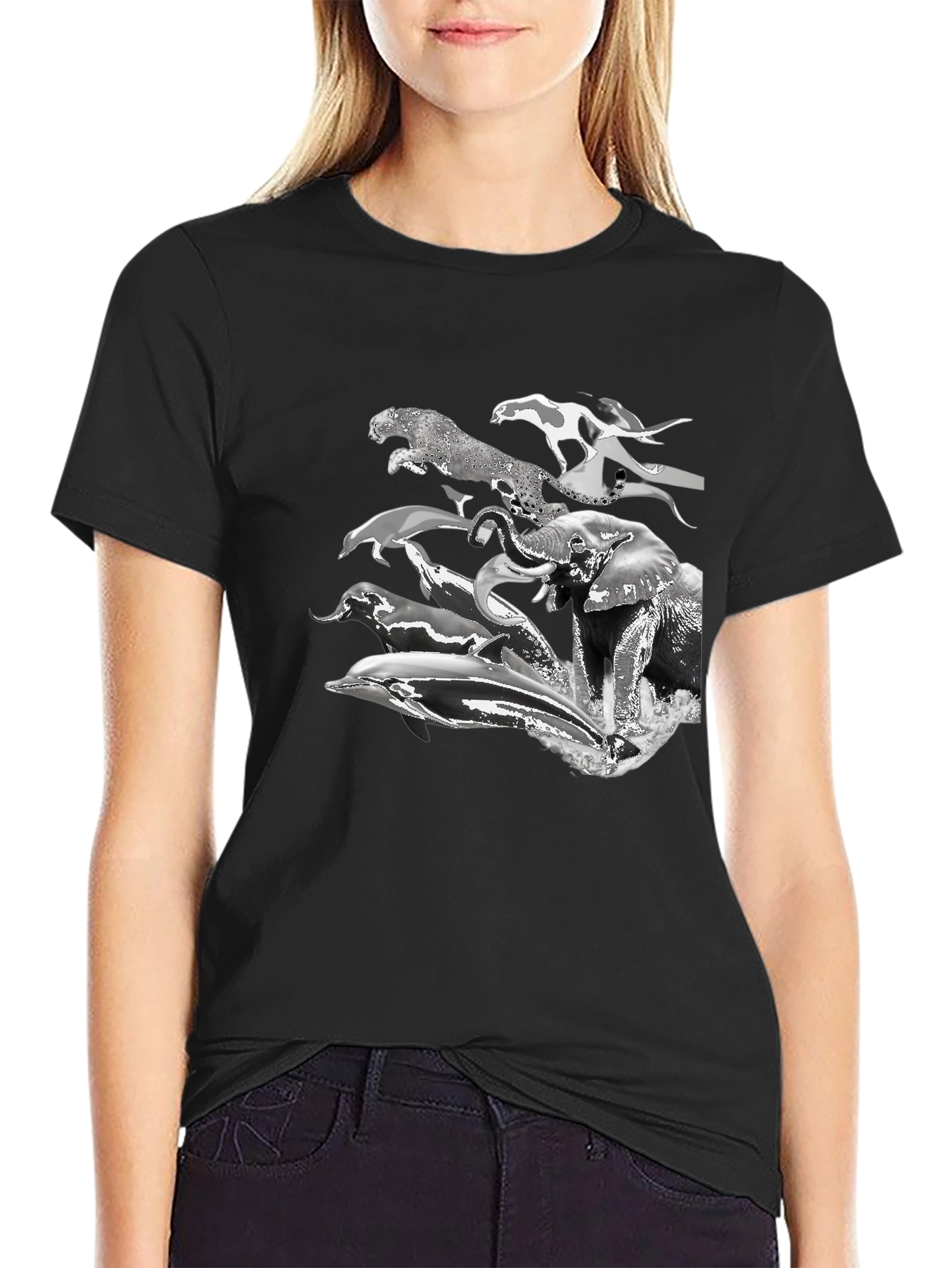 Animal Print Tee - Black